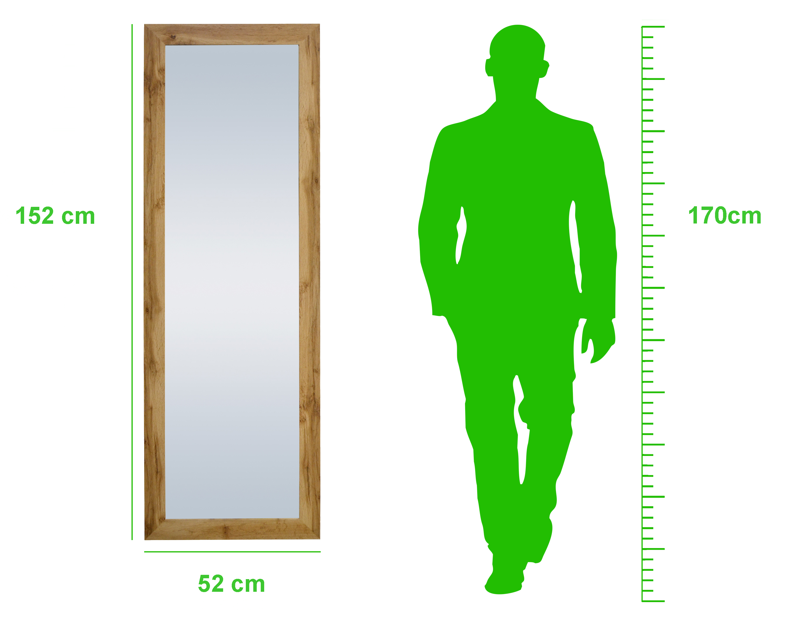 Espejo enmarcado de pared rectangular Pierre MDF roble mate  de 52 x 152 cm - 2