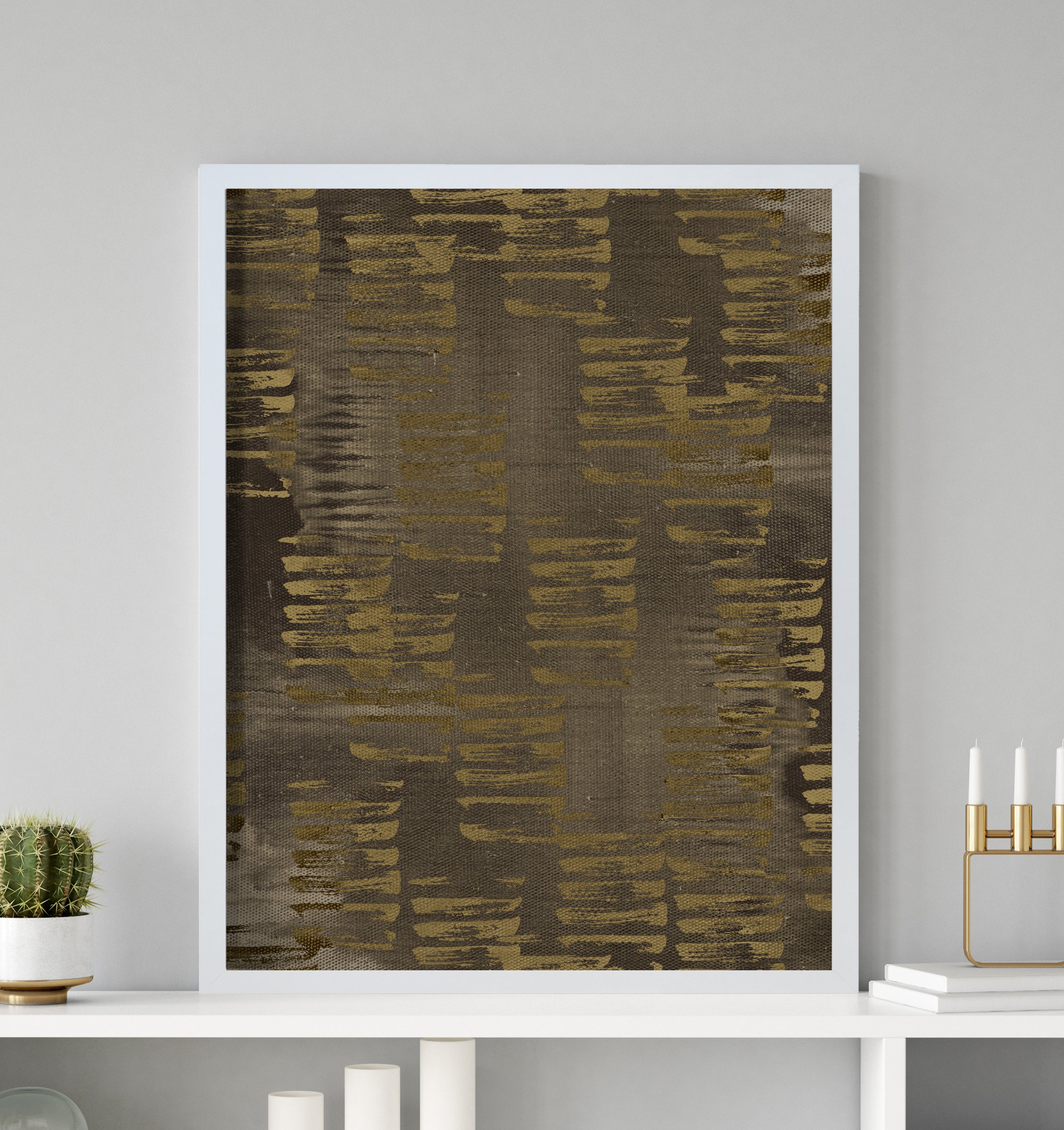 Cuadro pintado con marco tierras abstract 70 cm x 50 cm