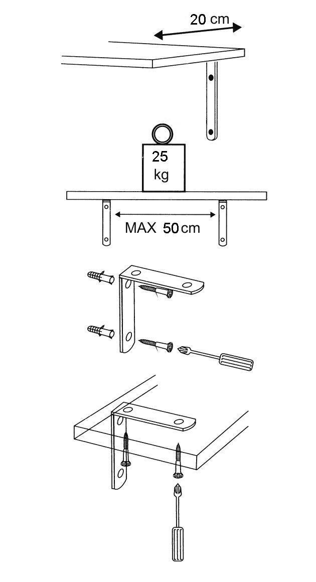 Suporte para prateleira aço branco 25x15 cm 30 kg - 3