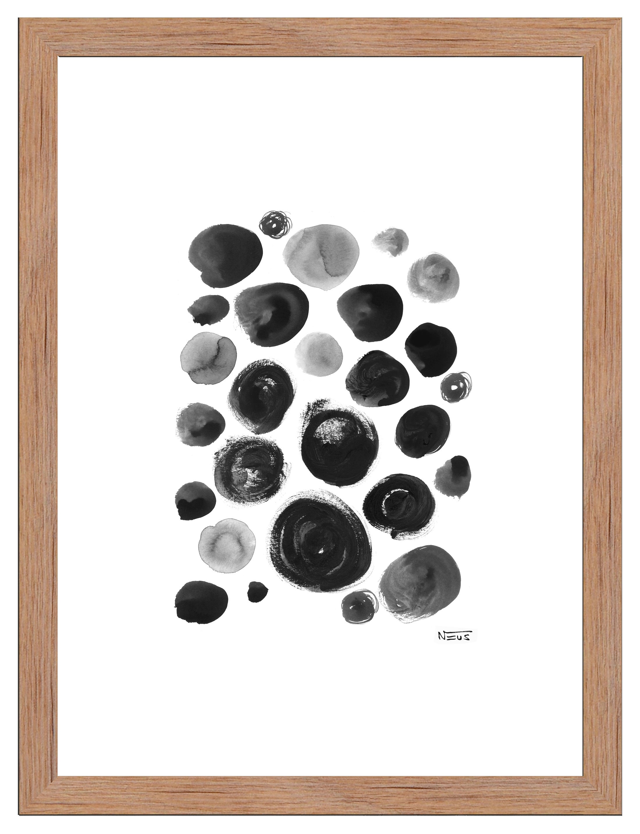 Cuadro pintado con marco dots white 30 cm x 40 cm