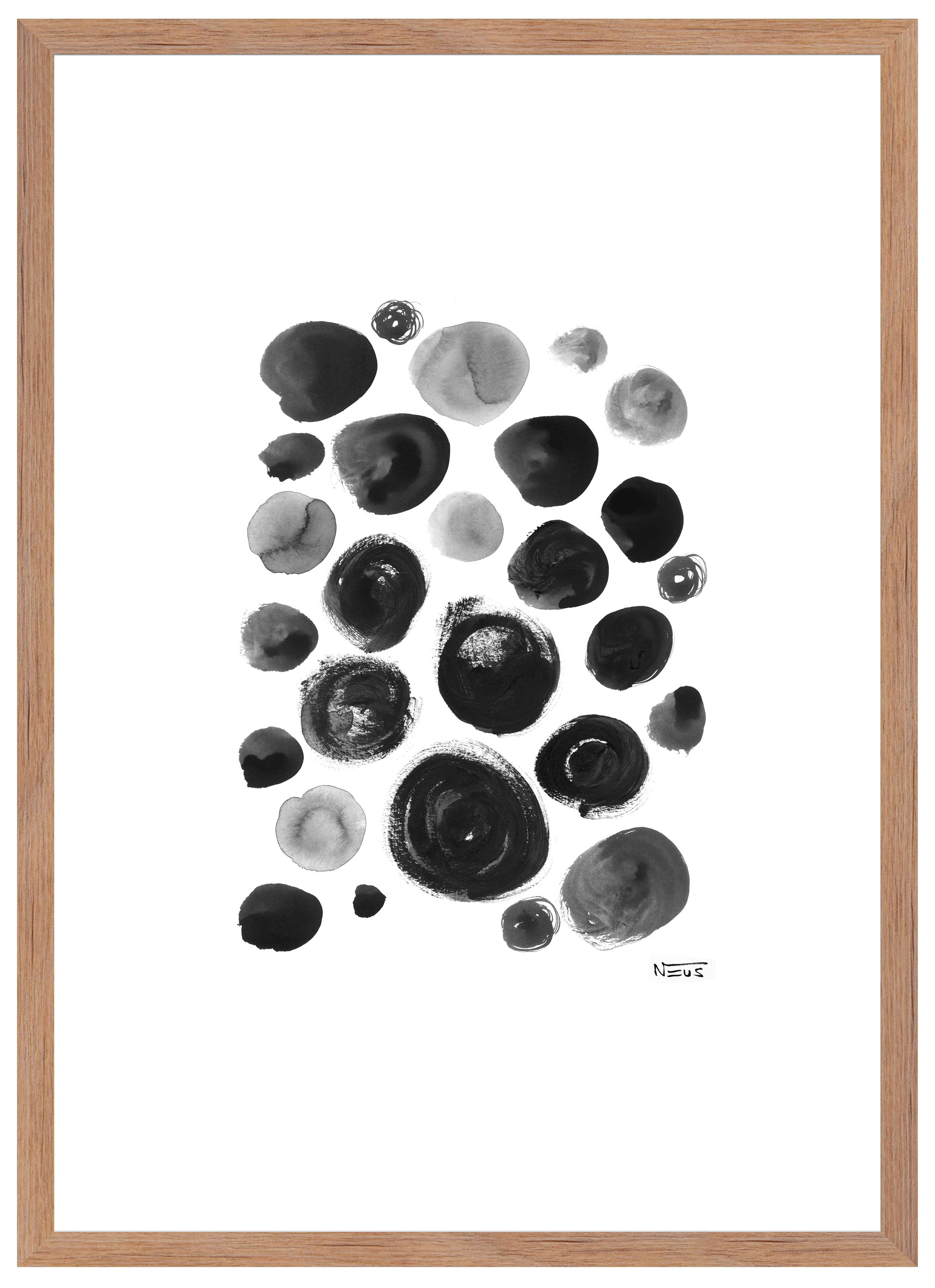 Cuadro pintado con marco dots white 70 cm x 50 cm