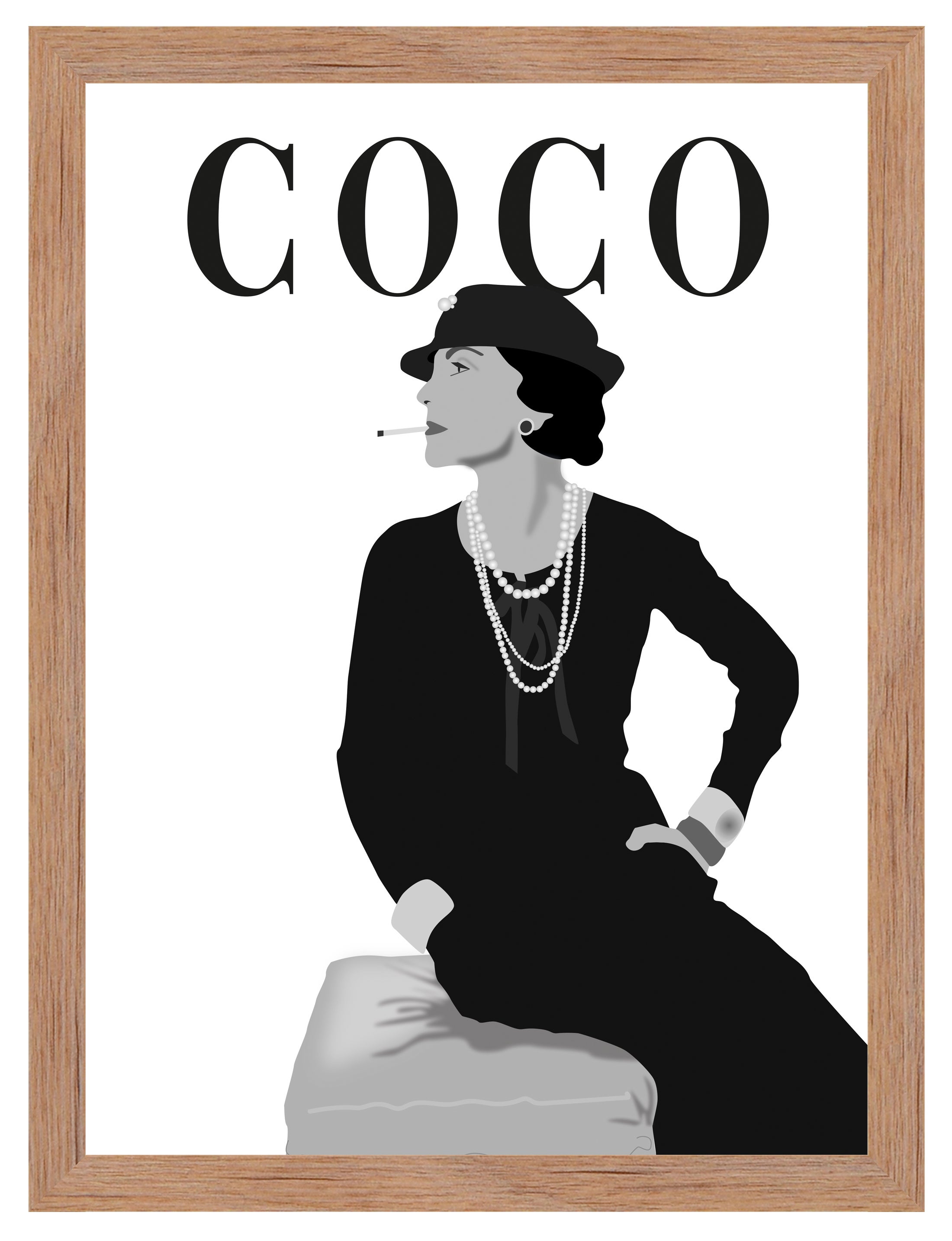 Cuadro pintado con marco coco 30 cm x 40 cm