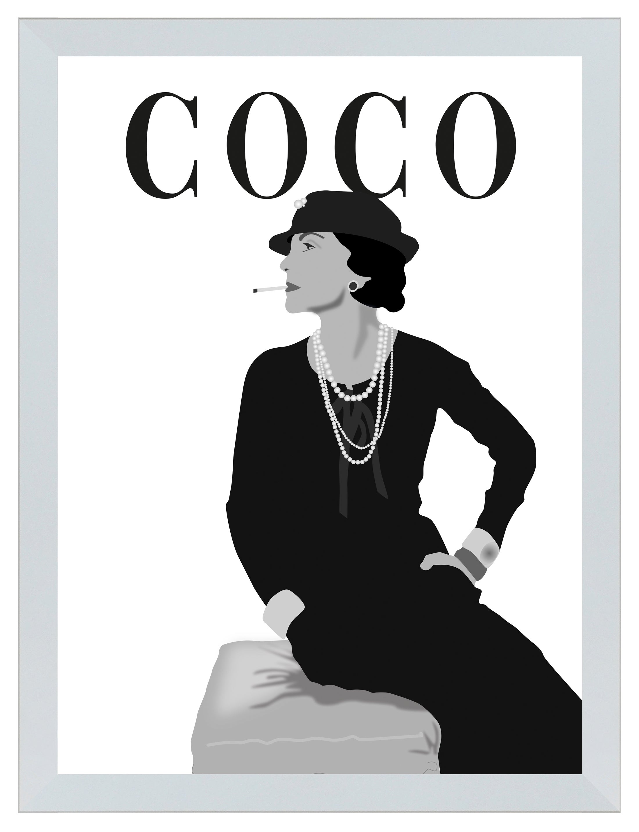 Cuadro pintado con marco coco 30 cm x 40 cm