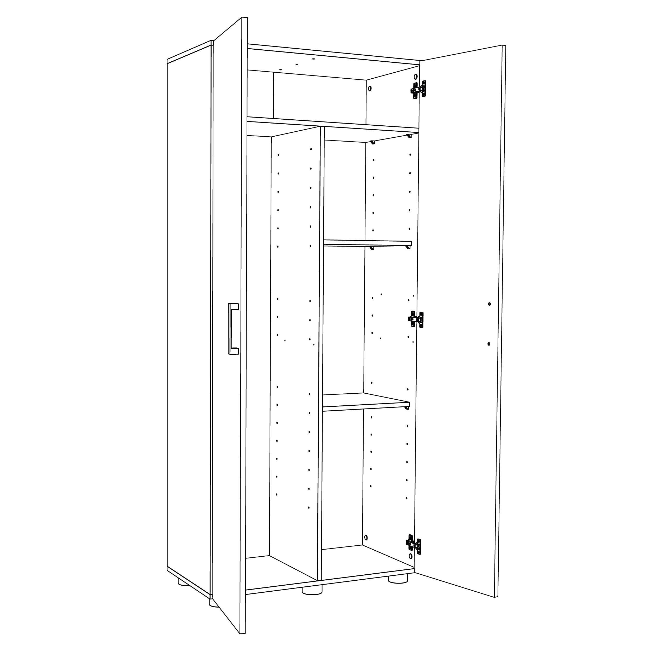 Armario alto despensero roble, 180x79x42 cm con 2 puertas - 5