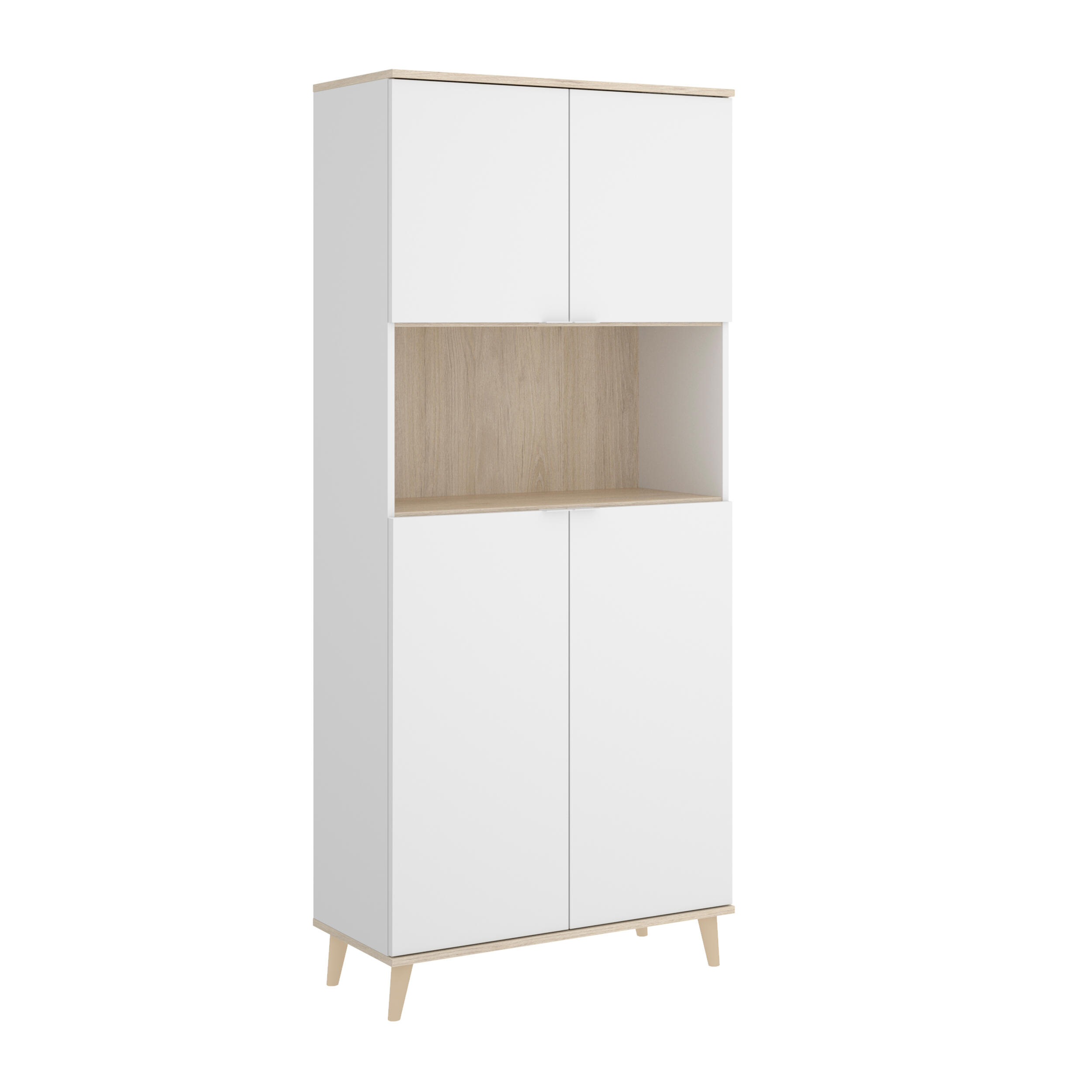 Aparador mueble auxiliar shaw blanco y roble 79x188,6x40 cm