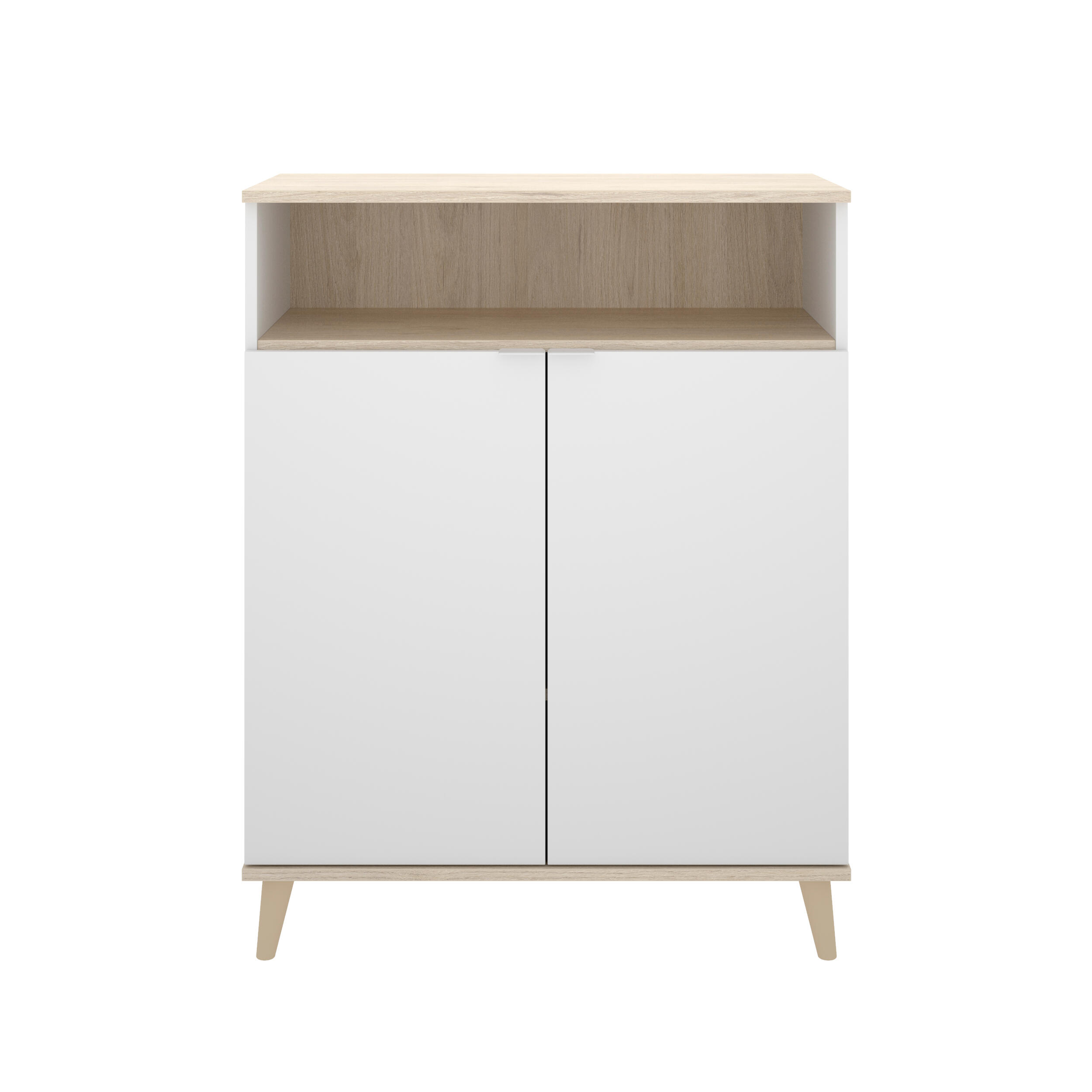 Aparador mueble auxiliar shaw blanco y roble 79x102,2x40 cm