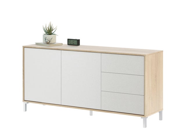 Aparador mueble auxiliar Brooklyn roble y blanco artik 154x74x41 cm
