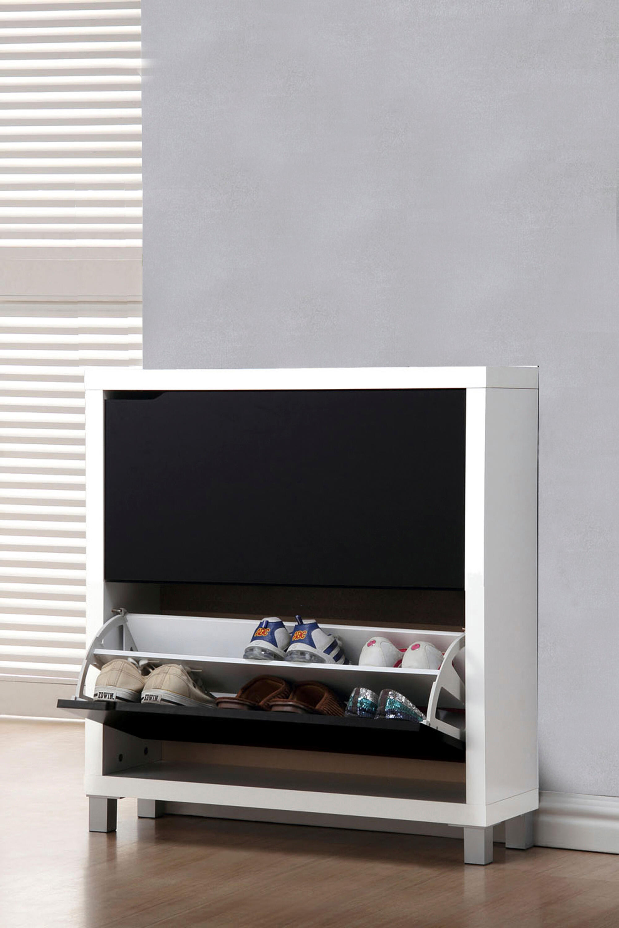 Zapatero kubox blanco y negro para 12 pares de 79x84x24 cm
