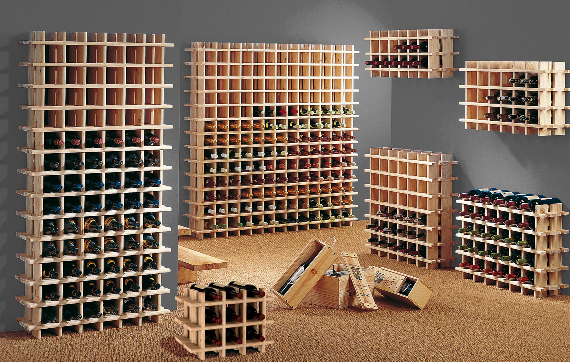 Botellero de madera para  botellas de 75x54x22 cm - 3