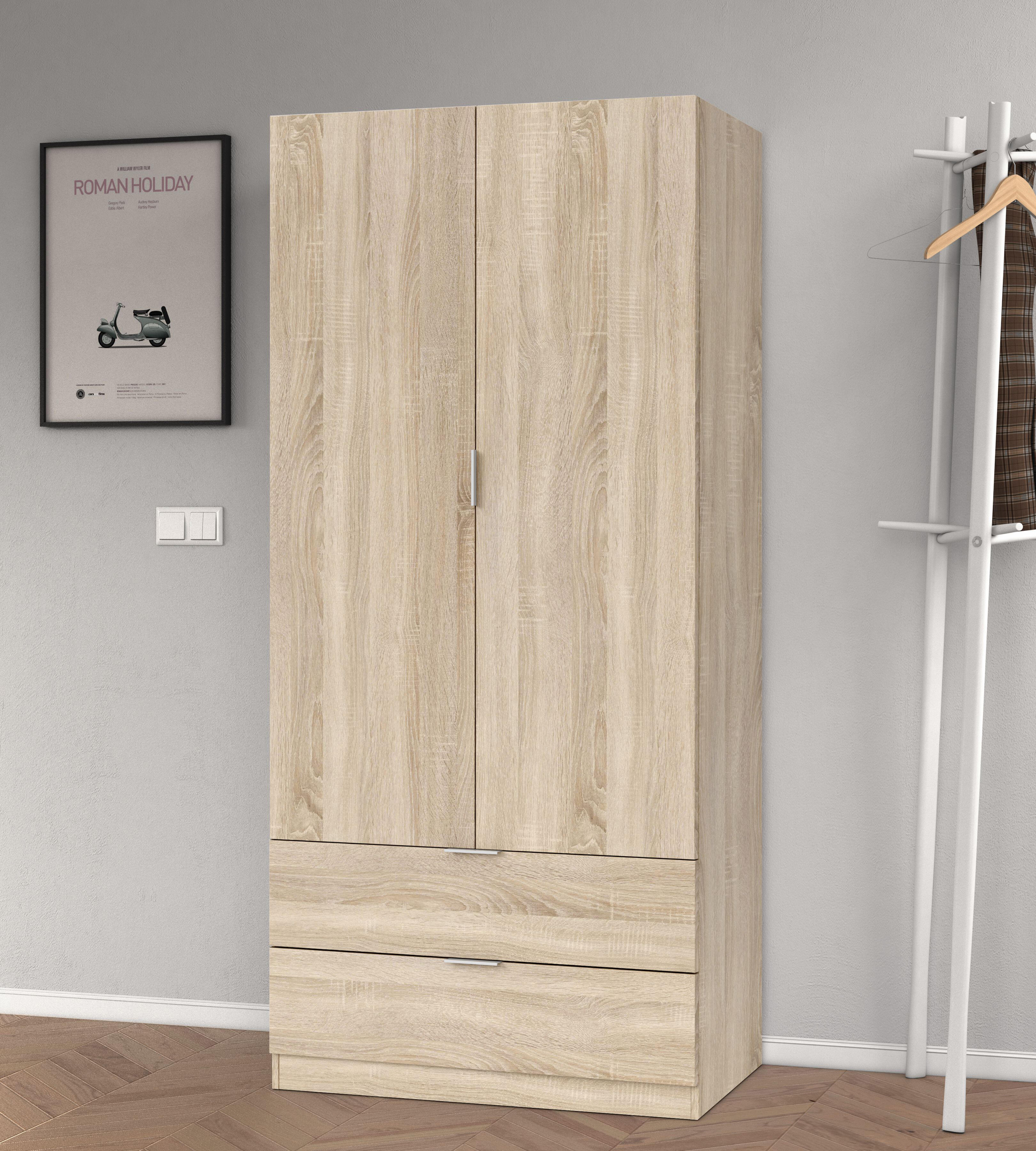 Roupeiro em kit carvalho com 2 portas de bater e 2 gavetas 180x81,2x52 cm Tuc - 8