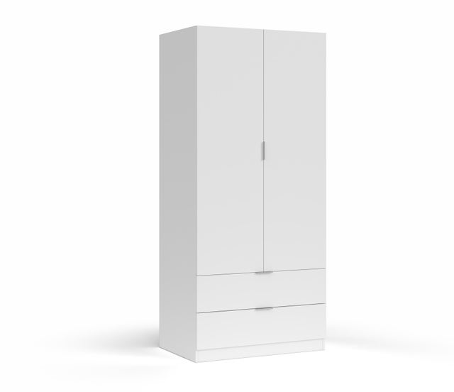 Roupeiro em kit branco com 2 portas de bater e 2 gavetas 180x81,2x52 cm Tuc