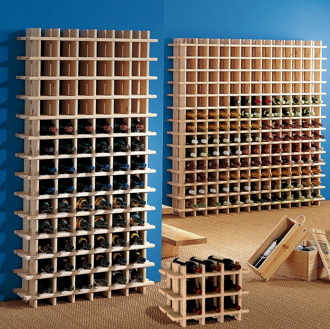 Botellero de pino sin barnizar para 78 botellas de 75x150x22 cm - 4