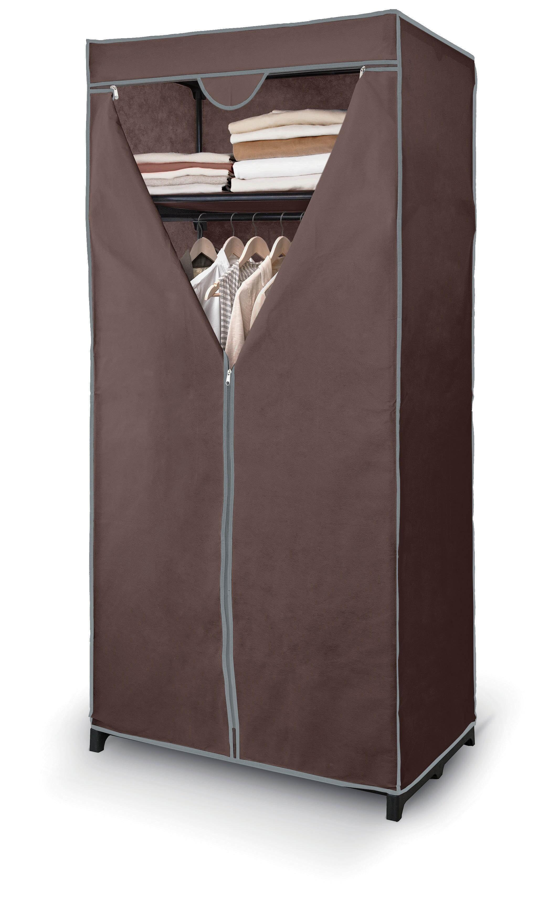 Armario ropero tela de 75x160x50cm marrón con cremallera