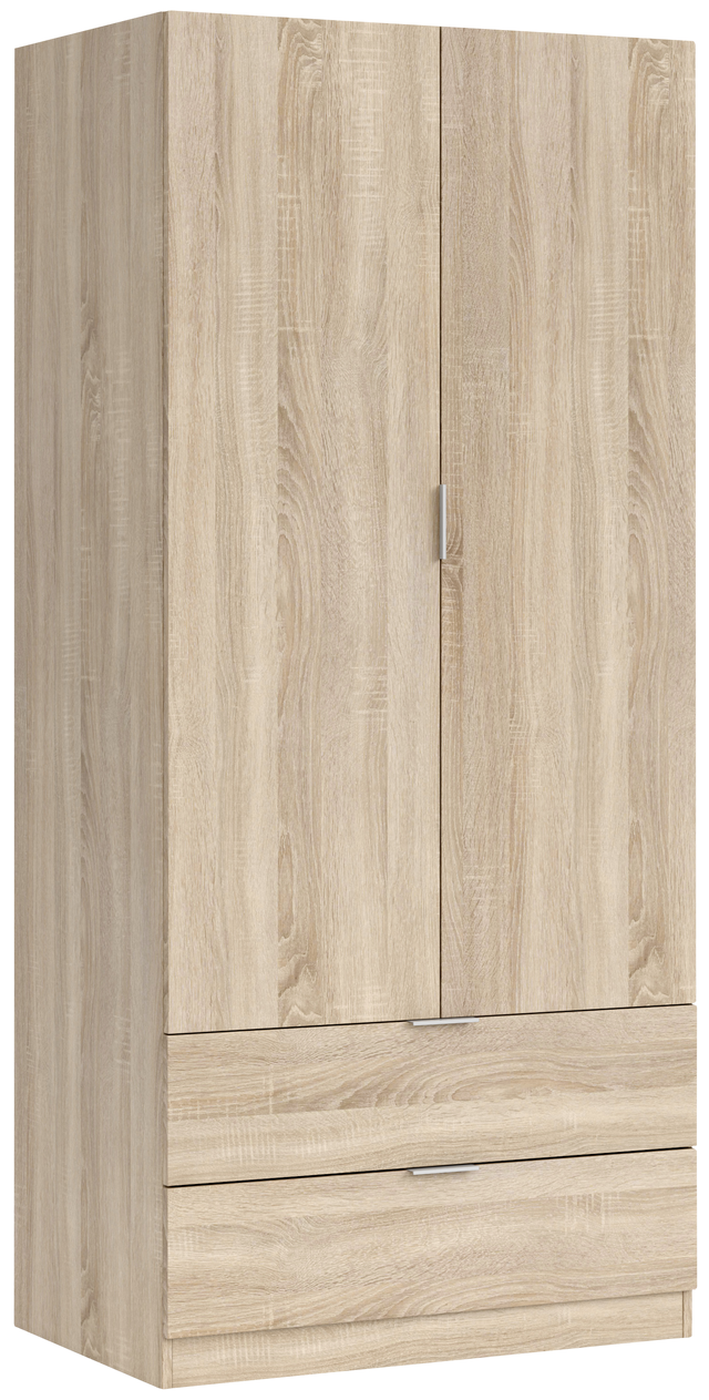 Roupeiro em kit carvalho com 2 portas de bater e 2 gavetas 180x81,2x52 cm Tuc