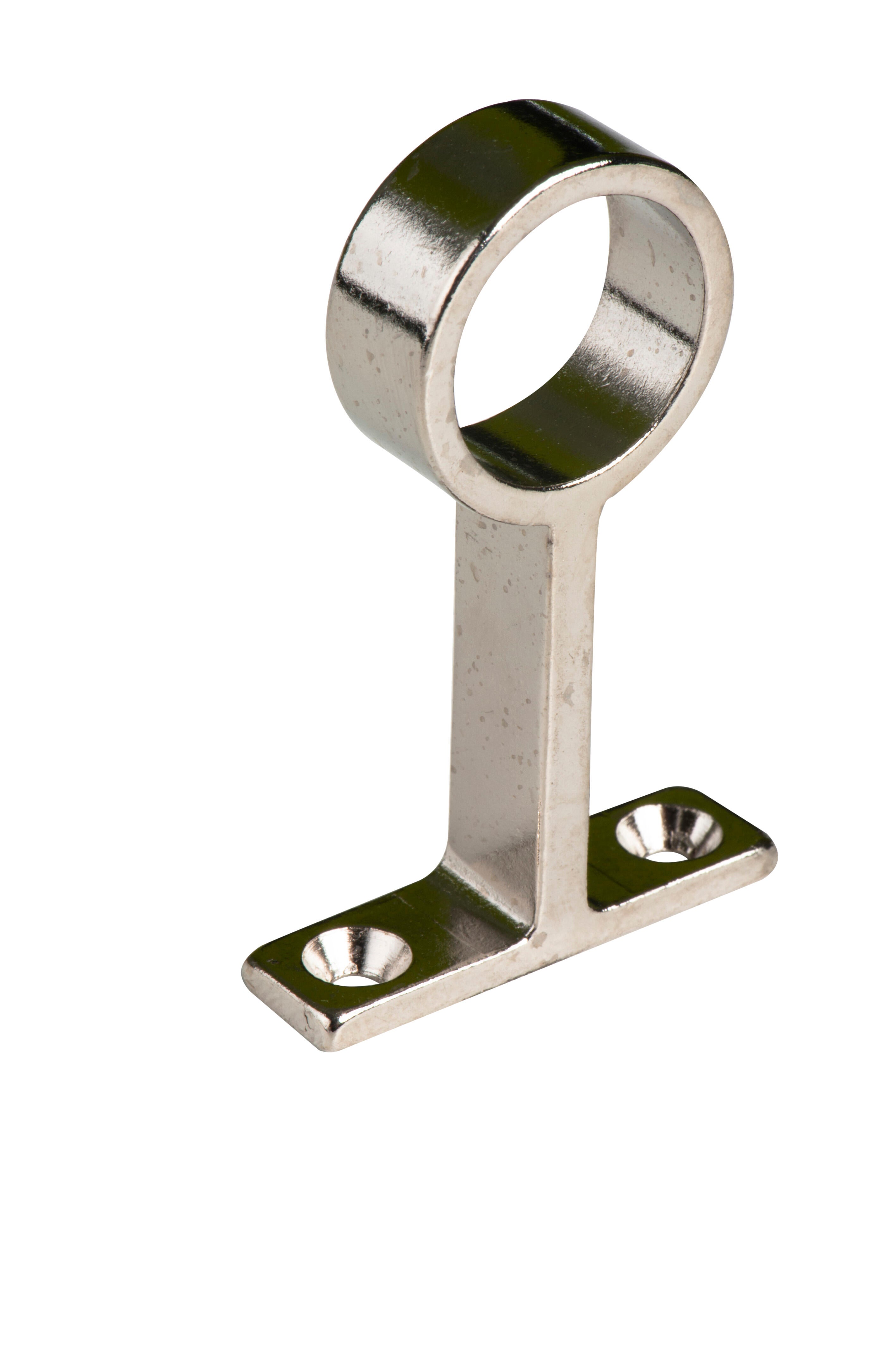 Soporte y remate para barra de armario central spaceo de zamak plata