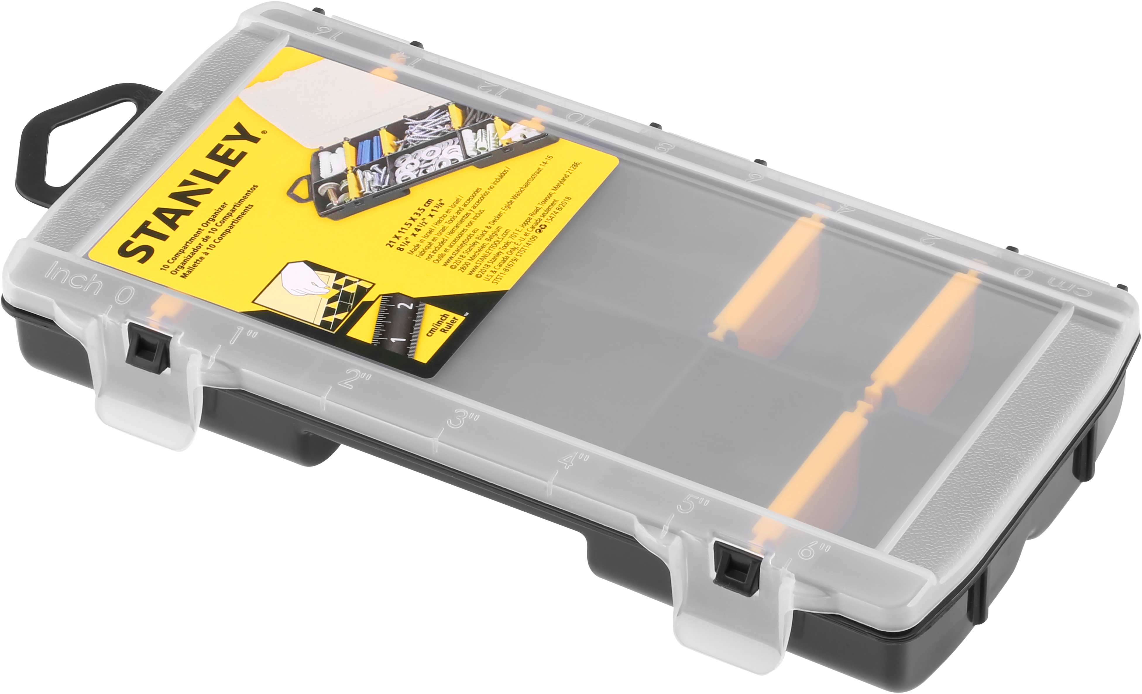 Organizador para tornillos de 21.0x4.0x11.5 cm con 10 huecos