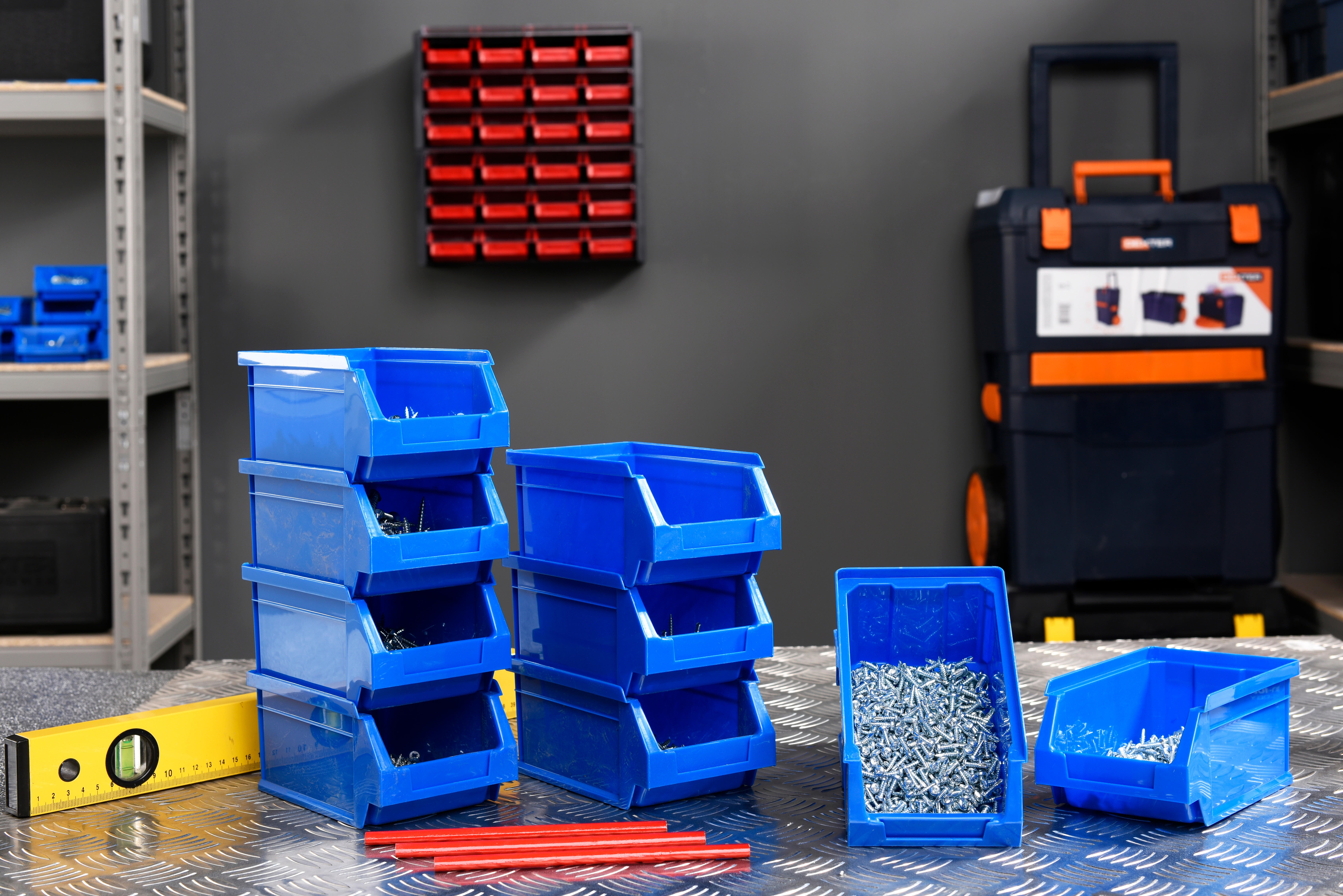 Gaveta de plástico 5 DIVISÕES AZUL 7.6X52X17CM - 4