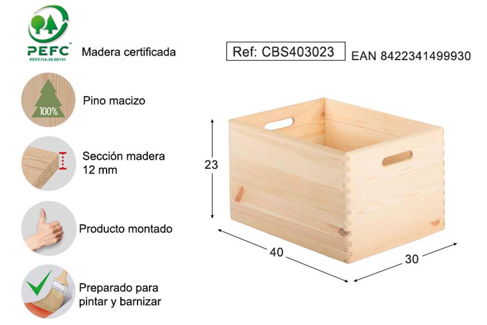 Caja de pino de 23x30x40 cm   - 3