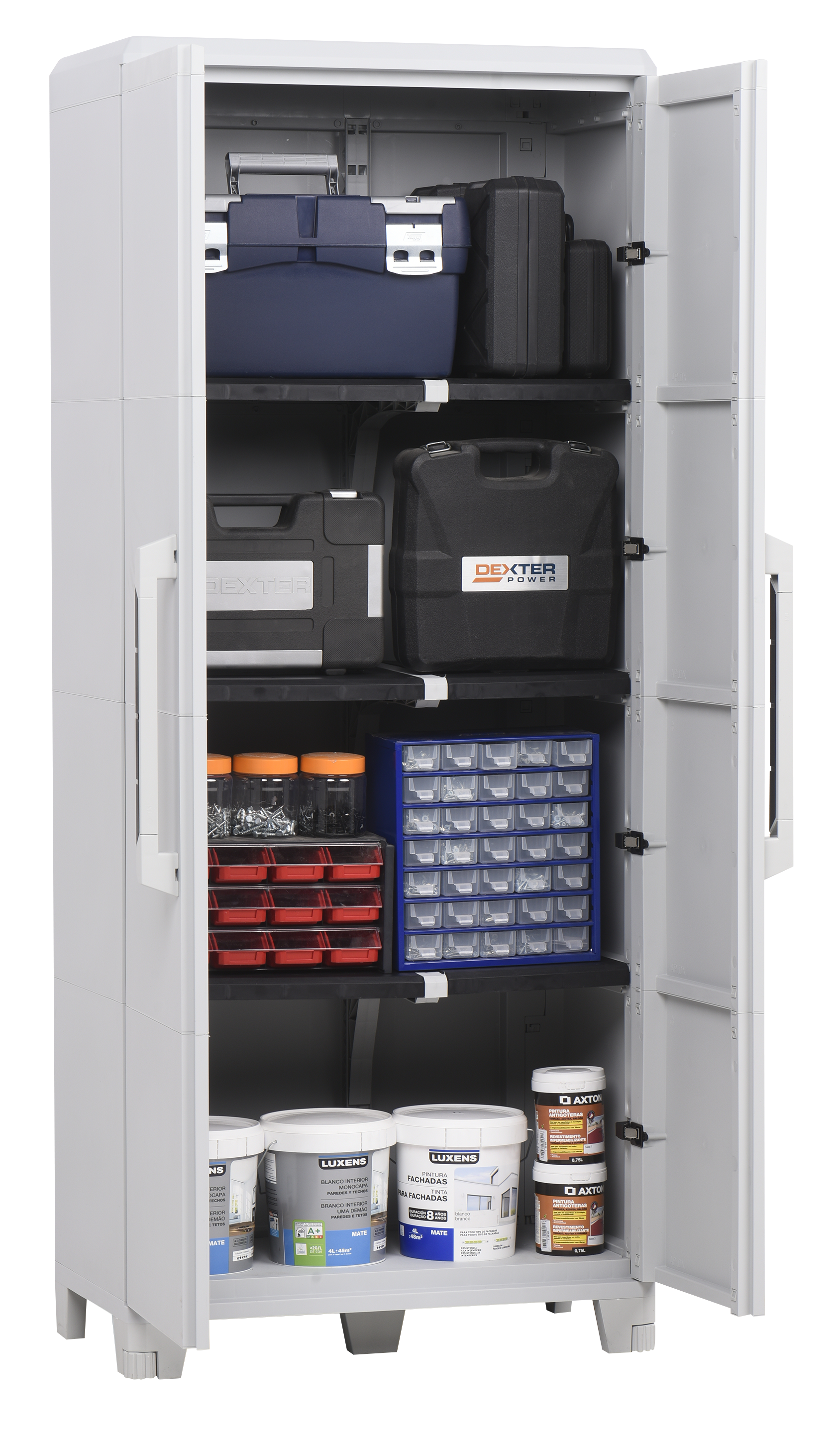 Armário em PVC alto exterior cinza 2 portas 185x78x44 cm Transforming - 23