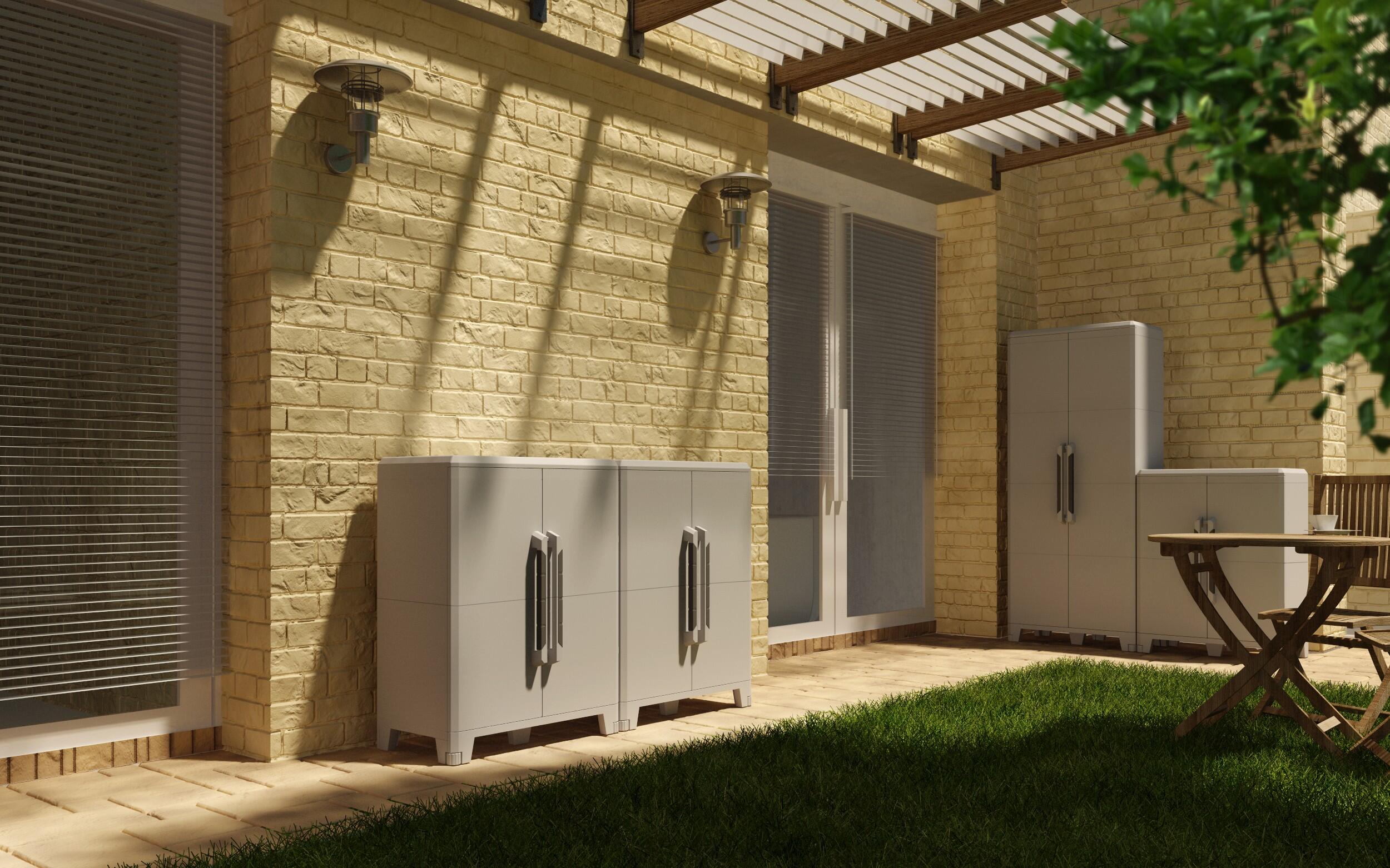 Armário em PVC alto exterior cinza 2 portas 185x78x44 cm Transforming - 17
