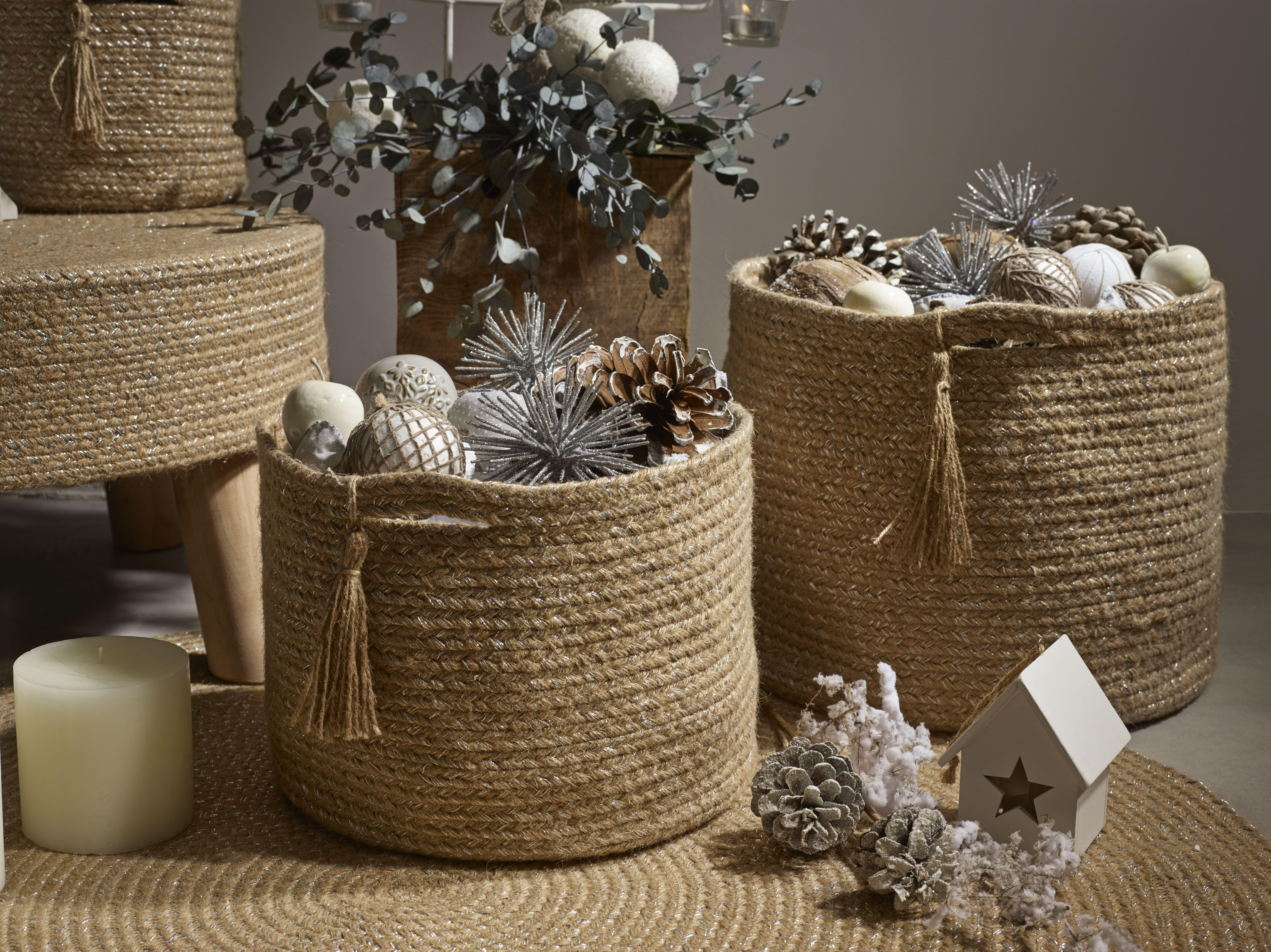 Cesta decorativa BASKET CHRIS gris 23x18x18 cm - 5