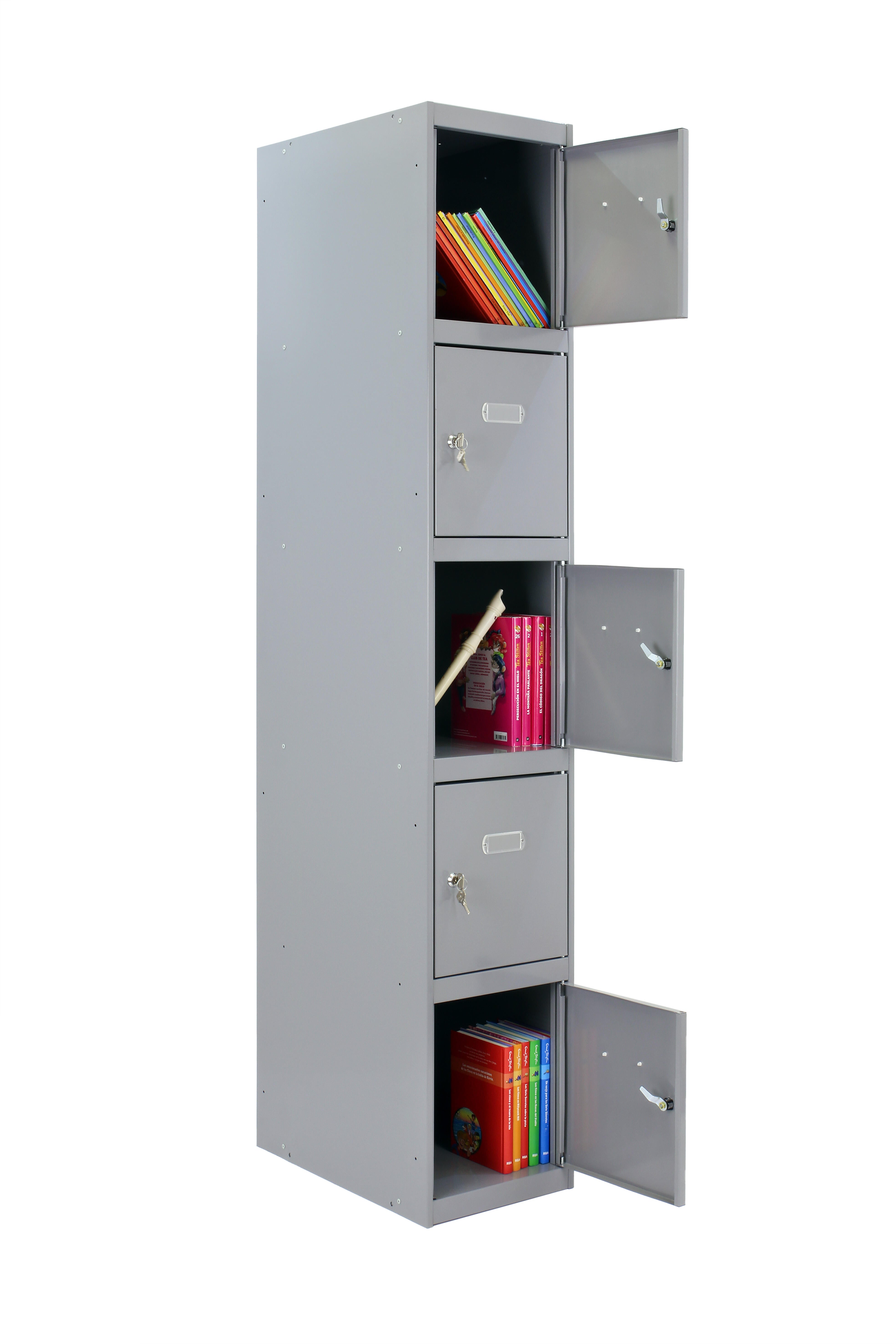 Casillero inicial de acero 5x1, 180x30x50 cm desmontado color gris 5 puertas - 6