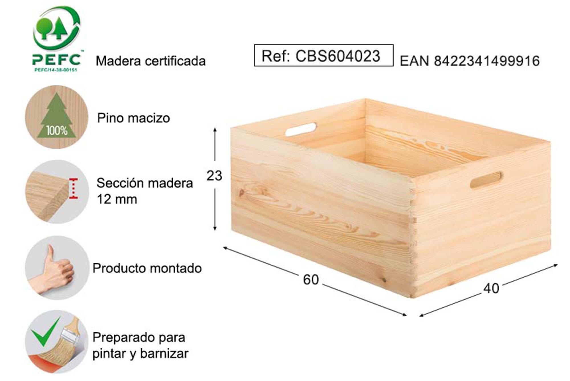 Caja de madera de 23x40x60 cm - 3