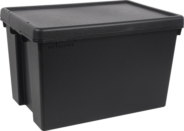 Caja de almacenaje con tapa BAMBOX | material reciclado | alta resistencia | negro | 37x40x59 cm| 62L