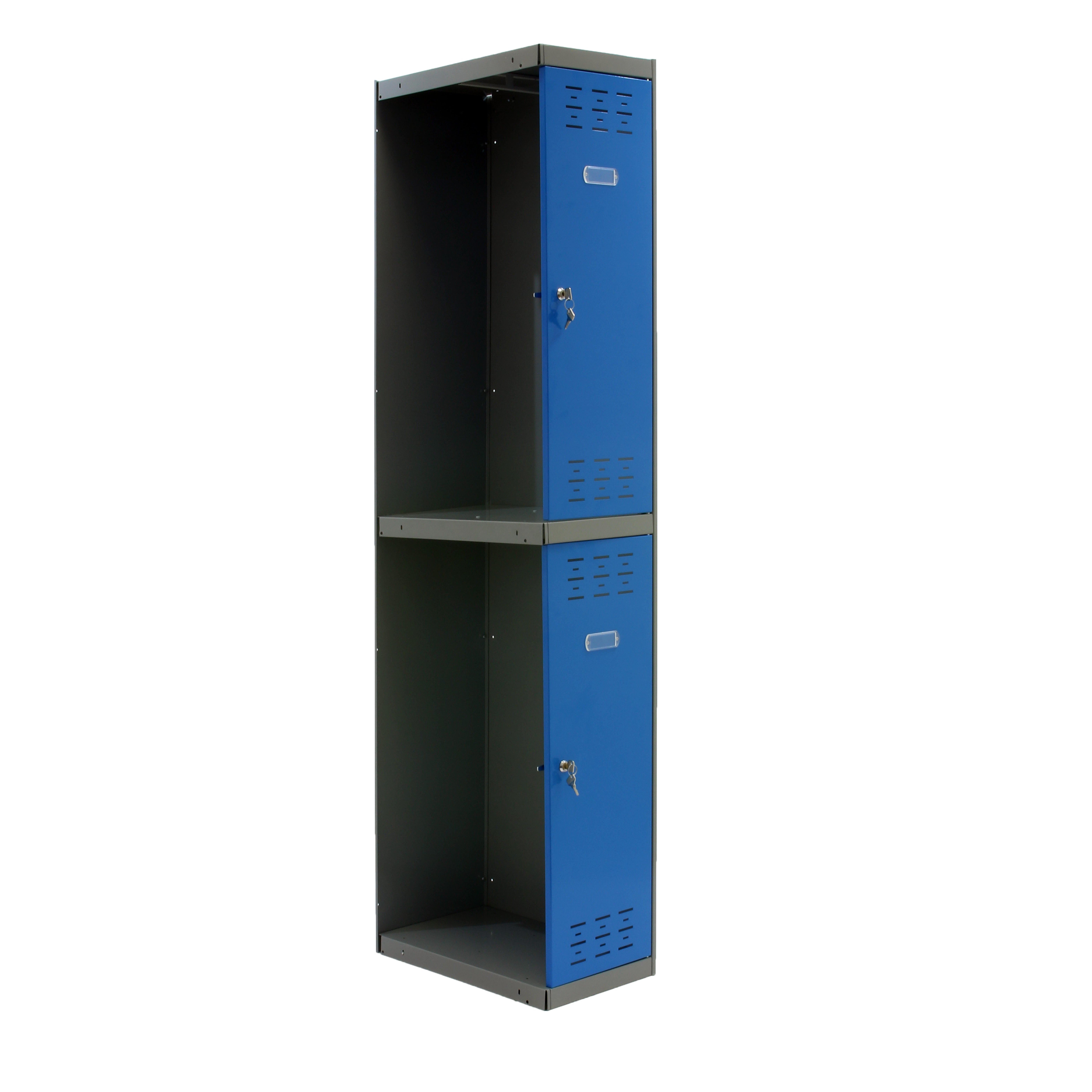 Taquilla biplaza adicional de acero 40x180x50 cm desmontada gris/azul 2 puertas