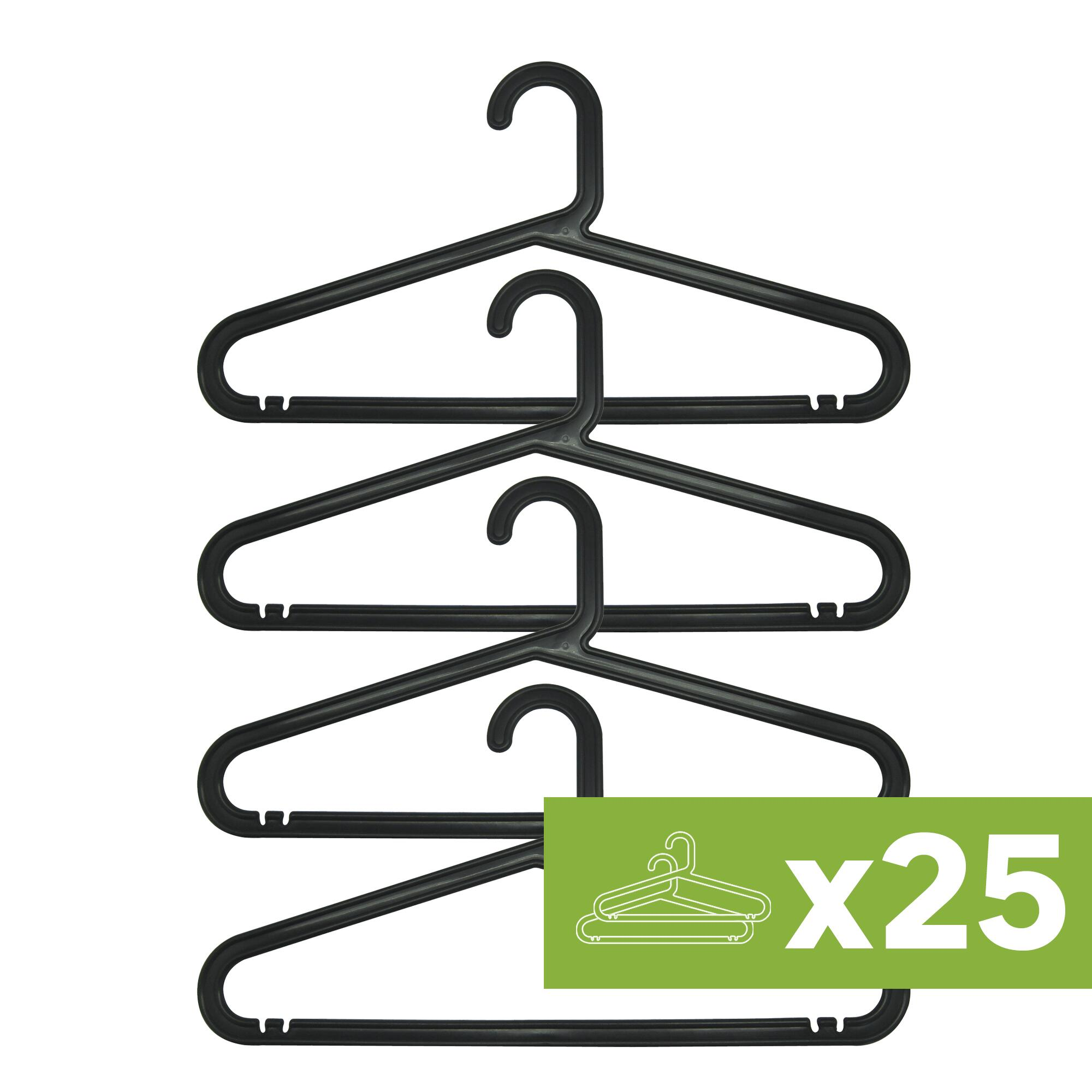 Lote de 25 packs de 4 perchas plástico negro