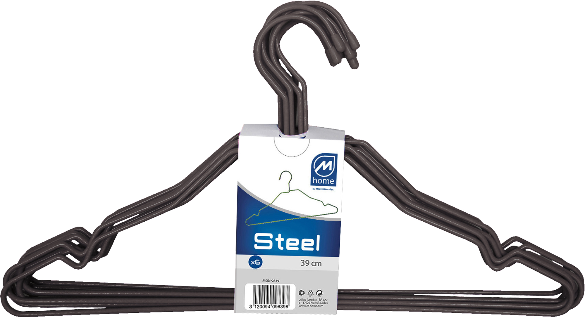 Pack 6 perchas basic en acero de color gris