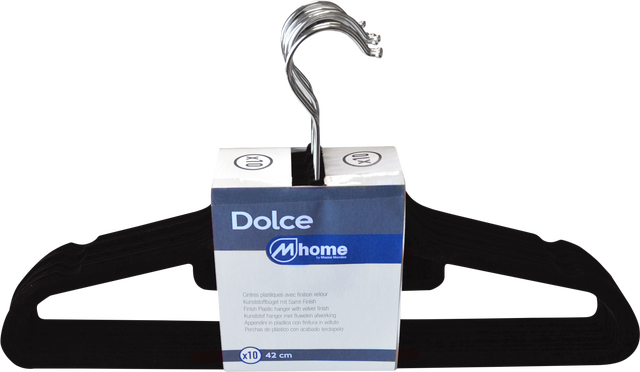 Pack 10 cabides veludo preto 42cm