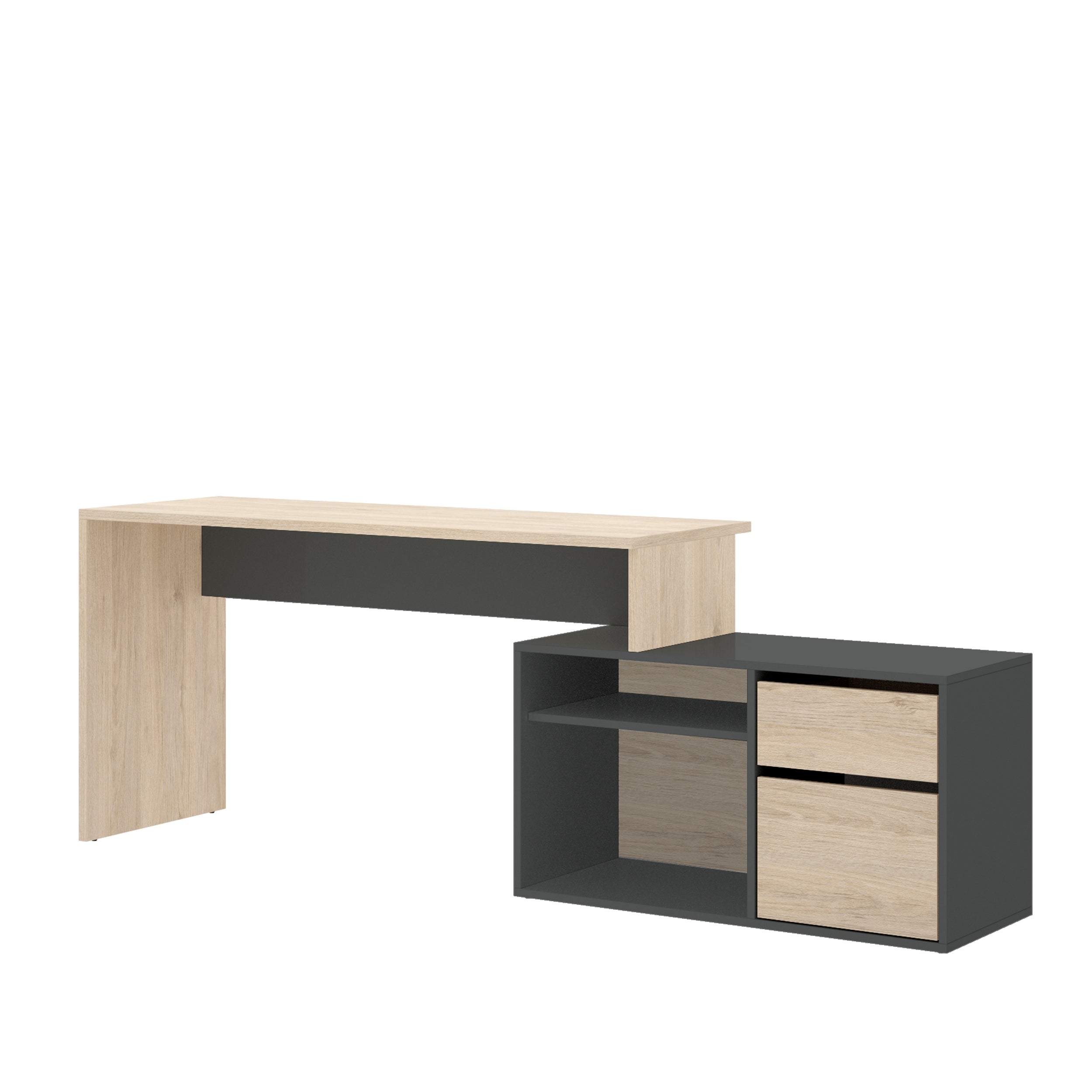 Mesa de escritorio Iain roble y gris 139x92x75 cm - 5