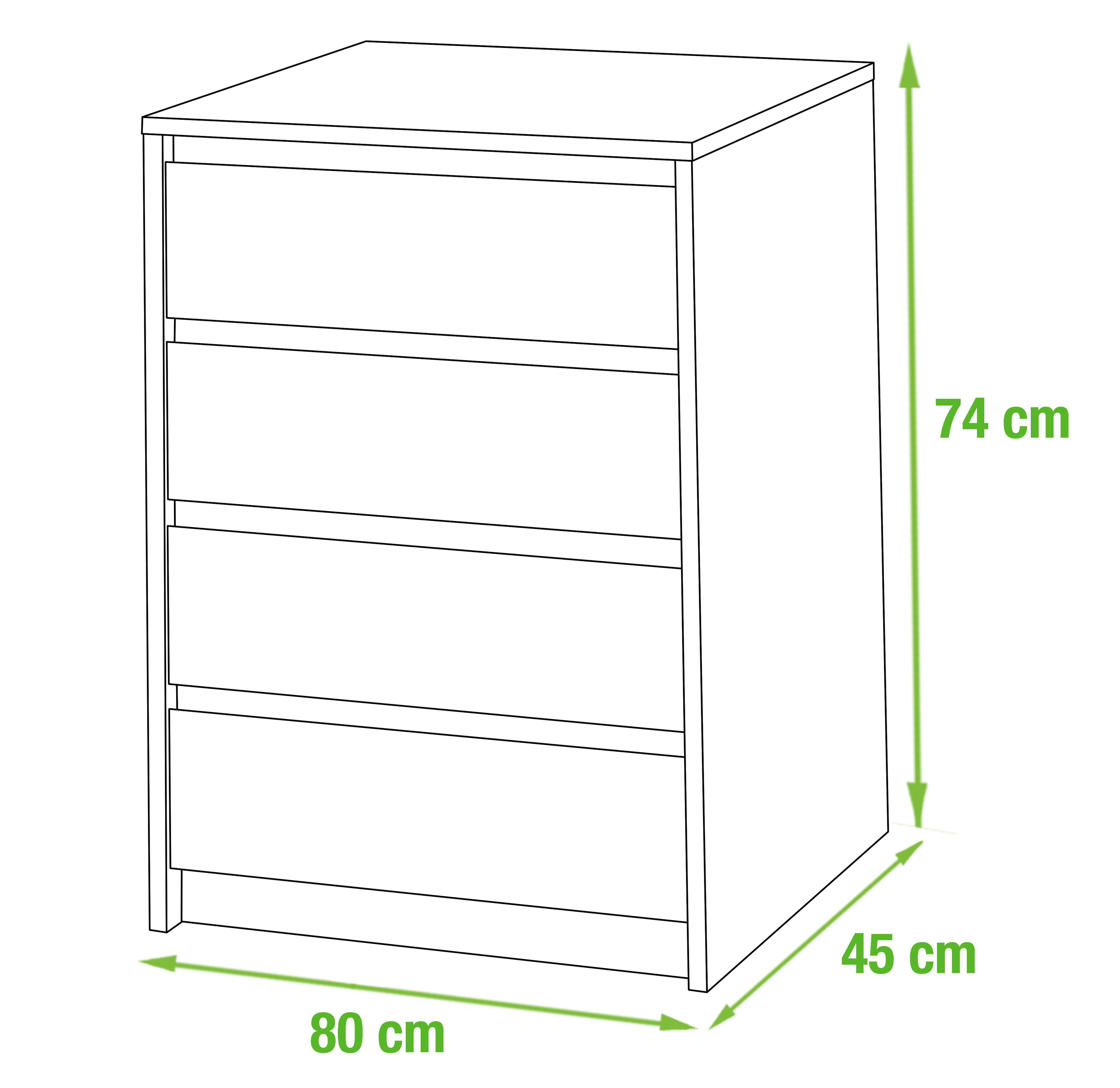 Cómoda 4 GAVETAS 74X80X45CM BRANCO - 7