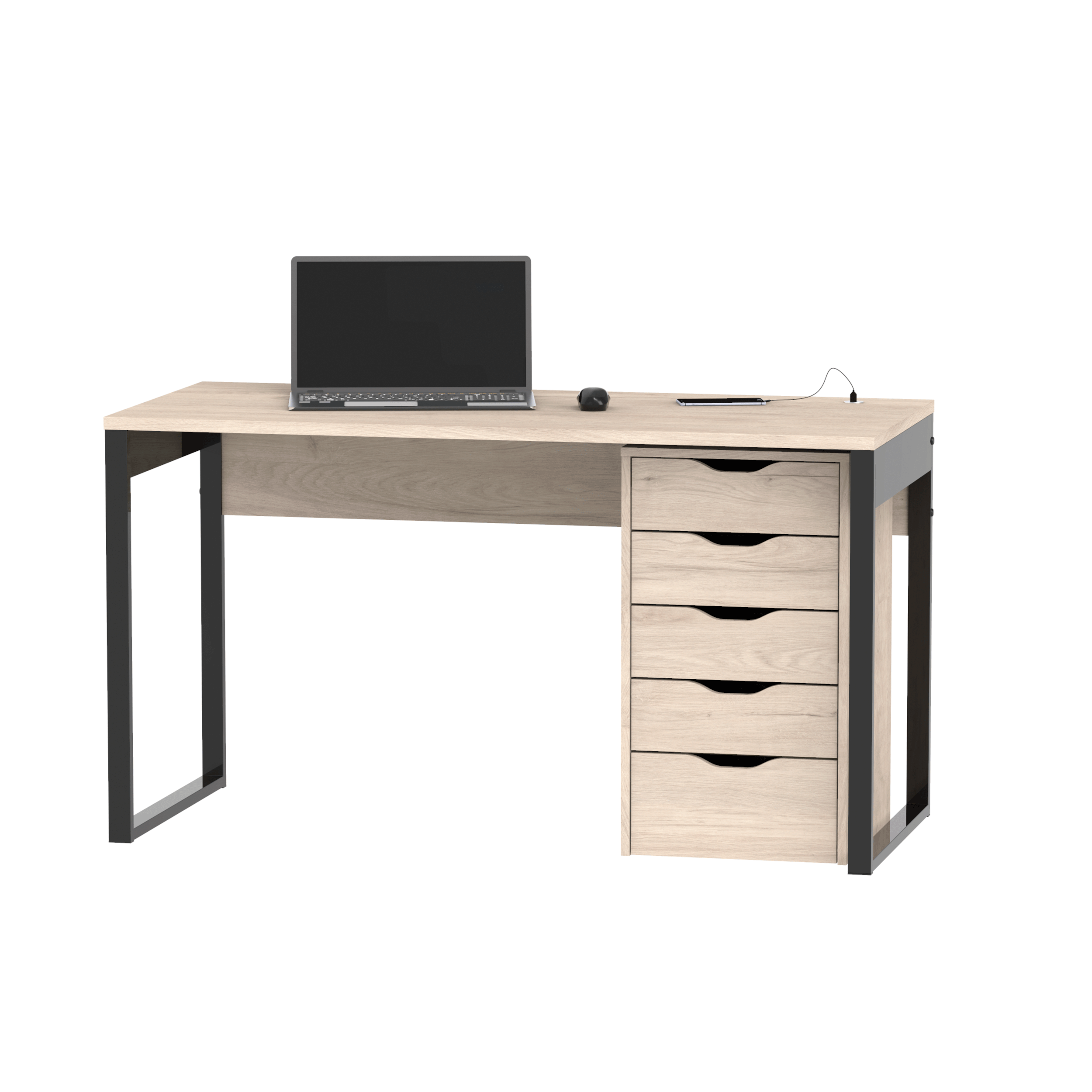 Mueble auxiliar con 5 cajones Eko en roble de 71x40x43 - 2