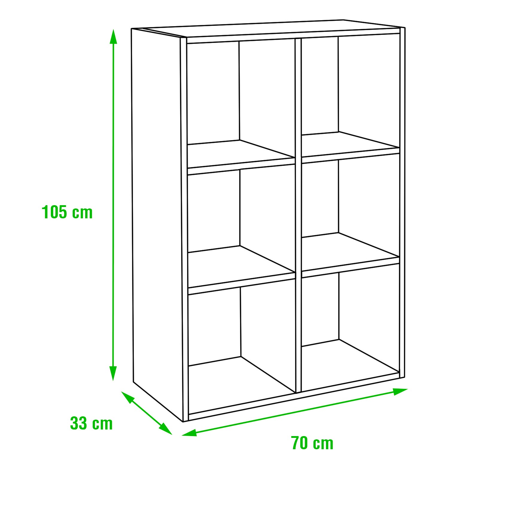 Estantería Dinamic modular con 6 cubos de madera maciza de pino 105,4x70,8x33cm - 2