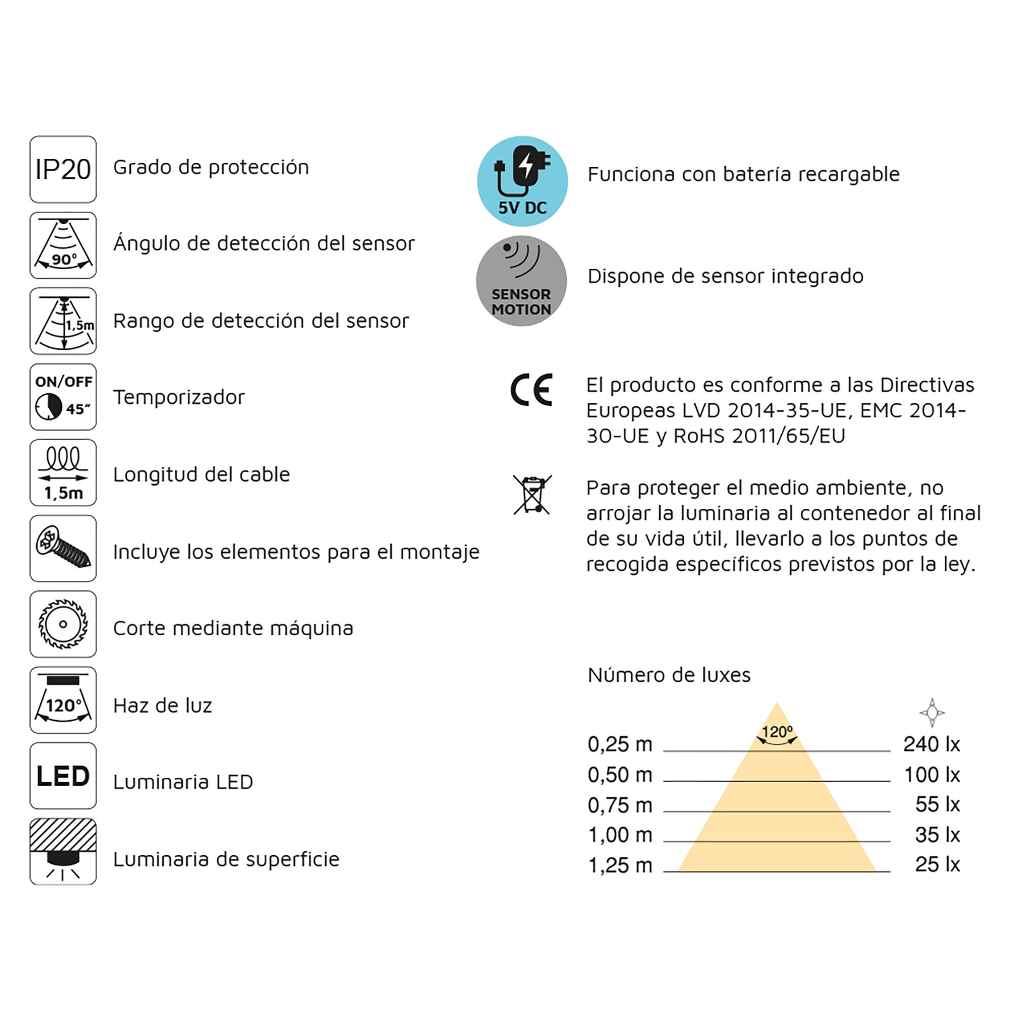 Barra para armario moka con luz LED y sensor. Ancho regulable 70.8-85.8cm - 10