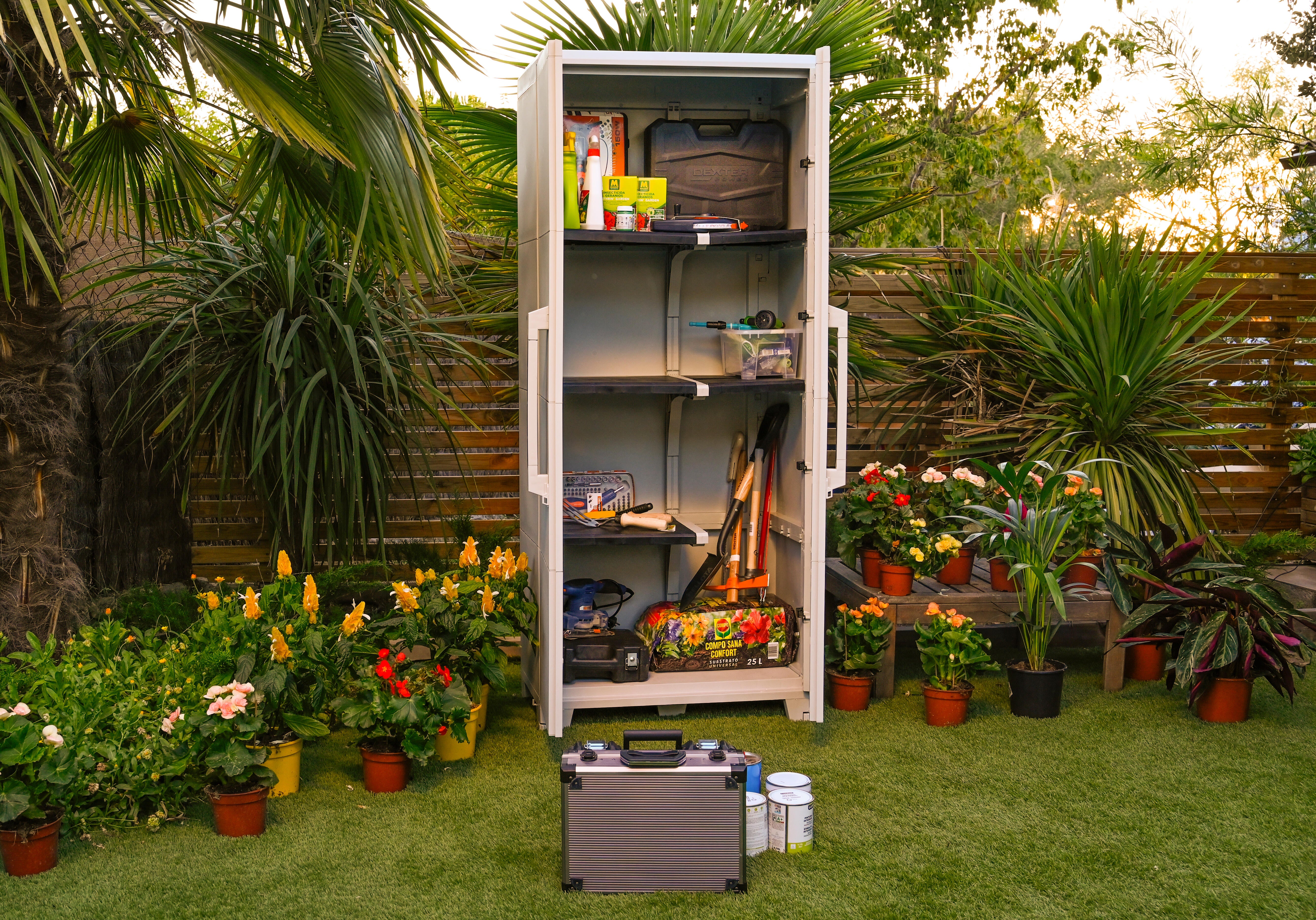 Armário em PVC alto exterior cinza 2 portas 185x78x44 cm Transforming - 16