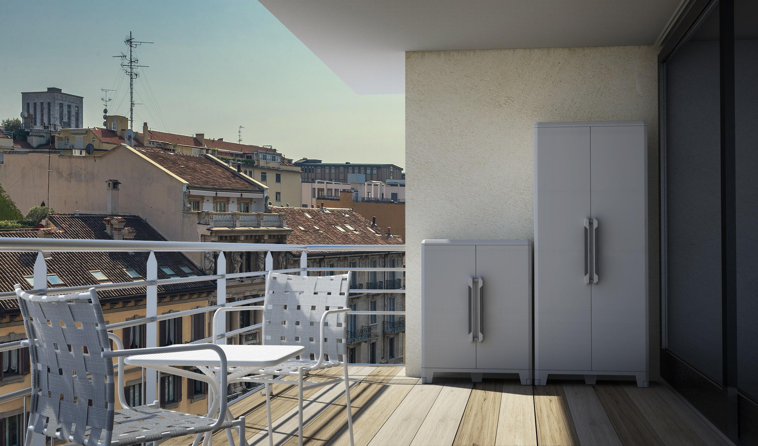 Armário em PVC alto exterior cinza 2 portas 185x78x44 cm Transforming - 5