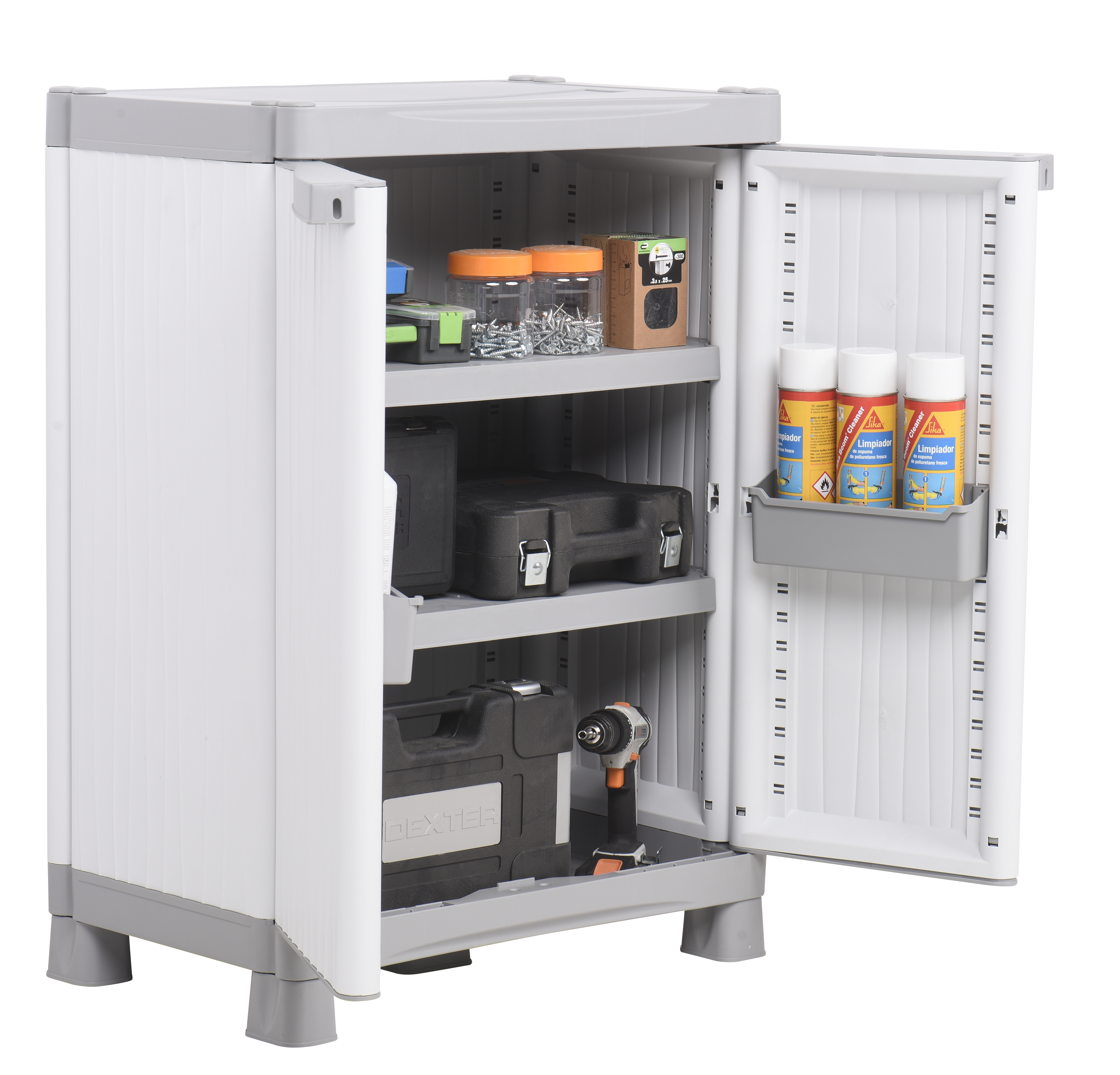 Armario bajo de resina wave 70x98x44 cm color gris 2 puertas