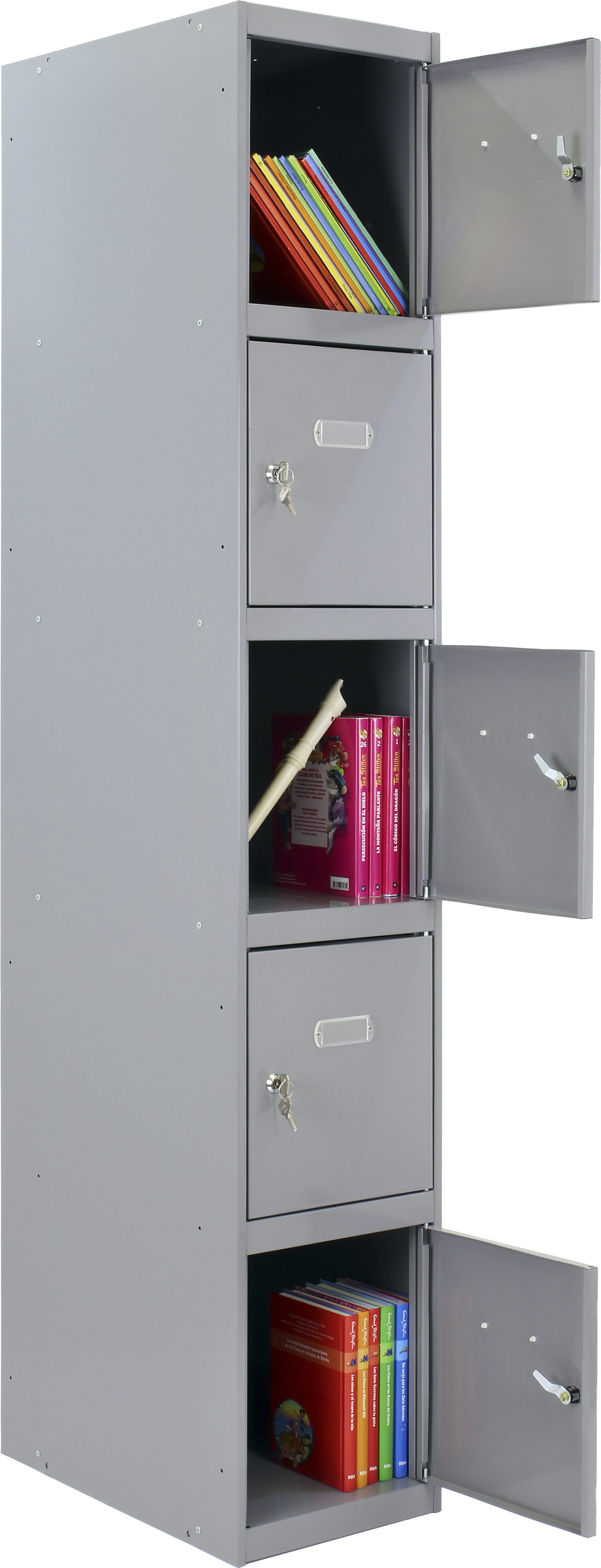 Casillero inicial de acero 5x1, 180x30x50 cm desmontado color gris 5 puertas - 3