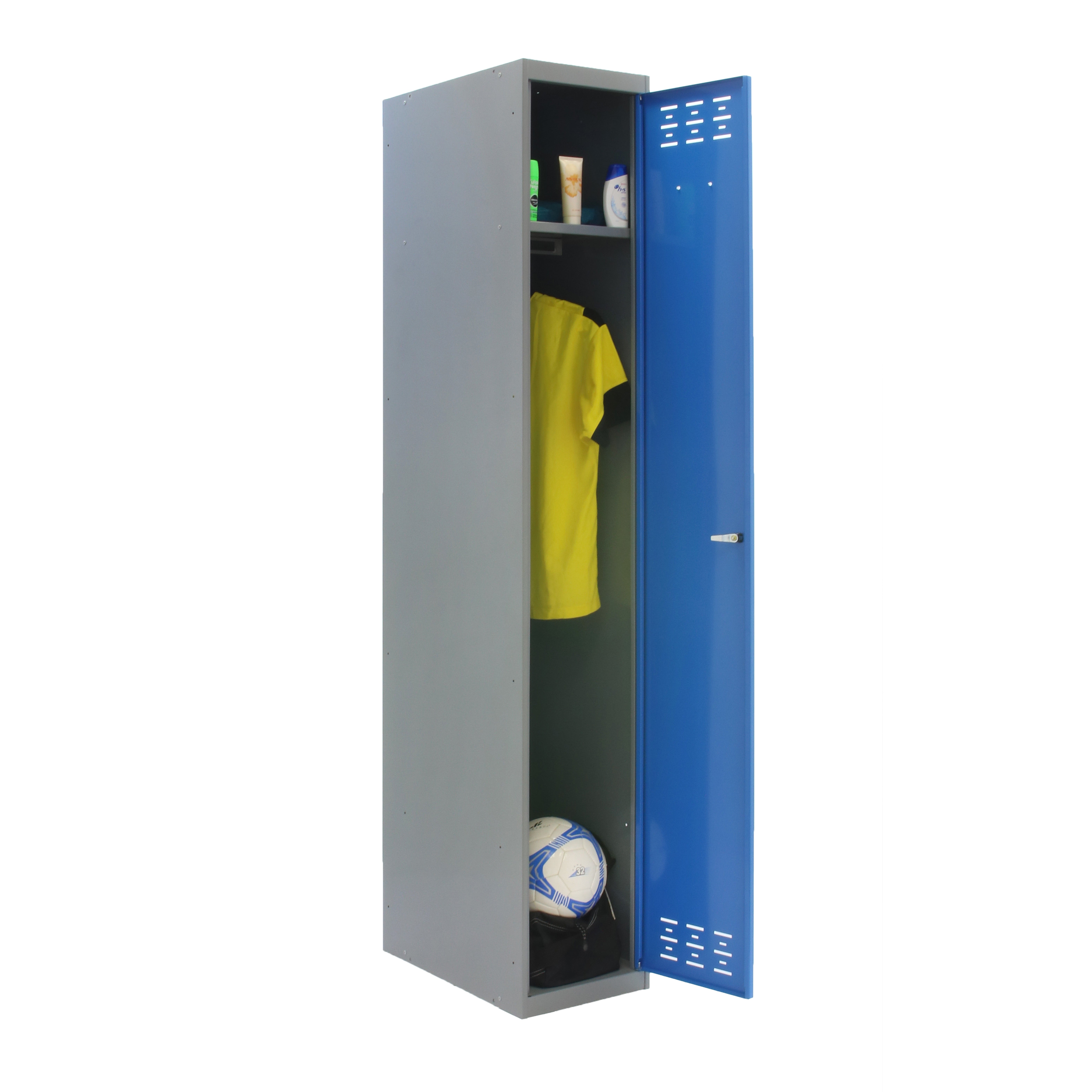 Taquilla single de acero 180x40x50 cm montada color gris/azul 1 puerta