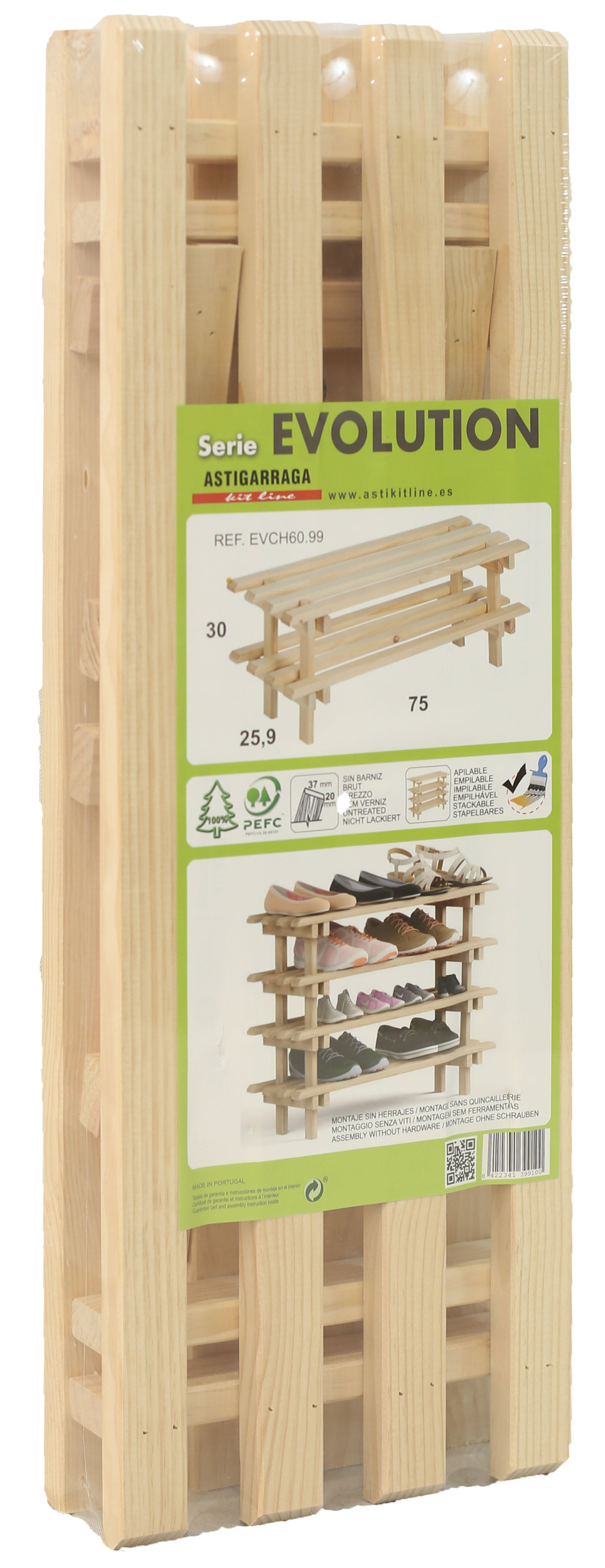 Banco zapatero Evolution para 9 pares color beige 75x30x25.9 cm - 9