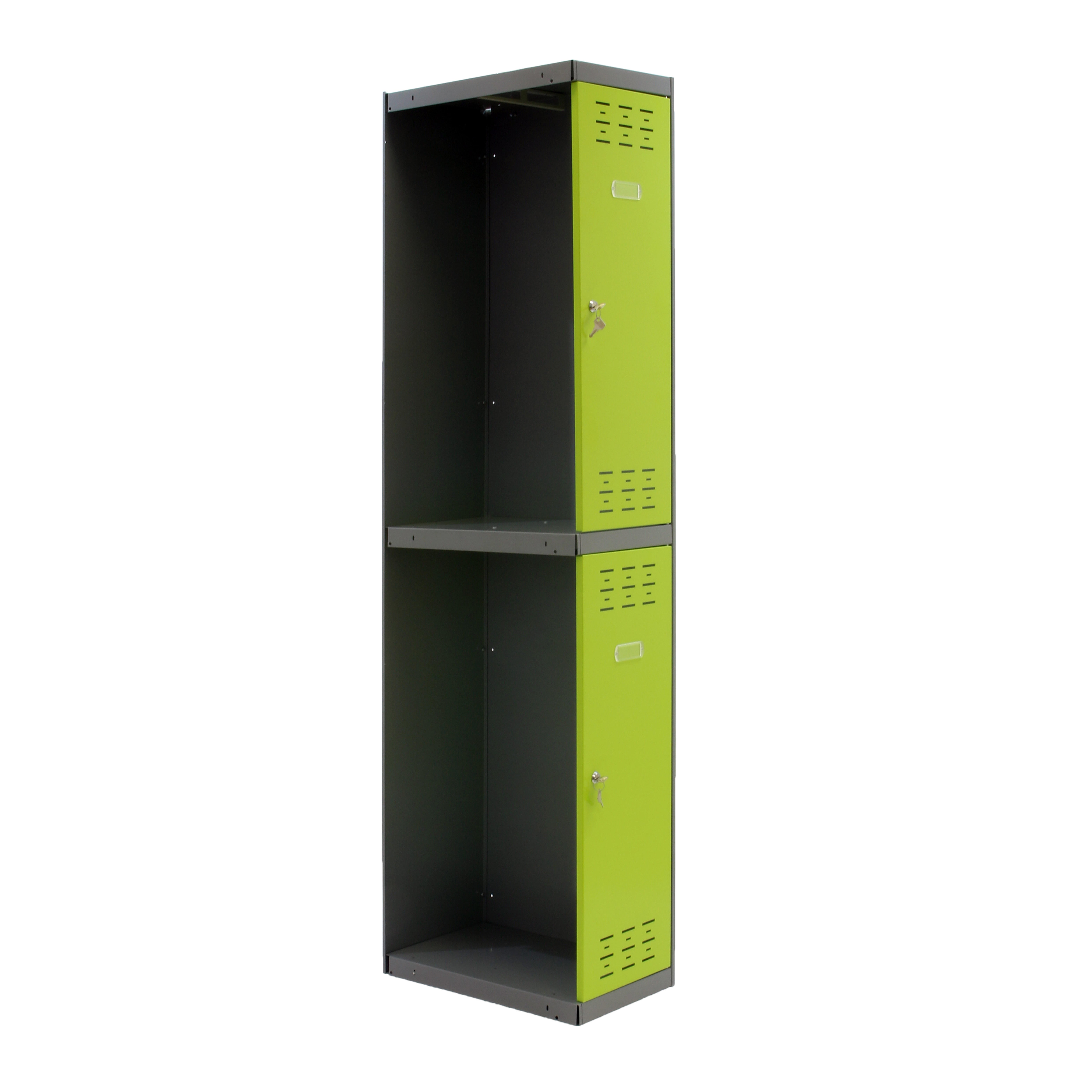 Taquilla biplaza adicional de acero 30x180x50 cm desmontada gris/verde 2 puertas