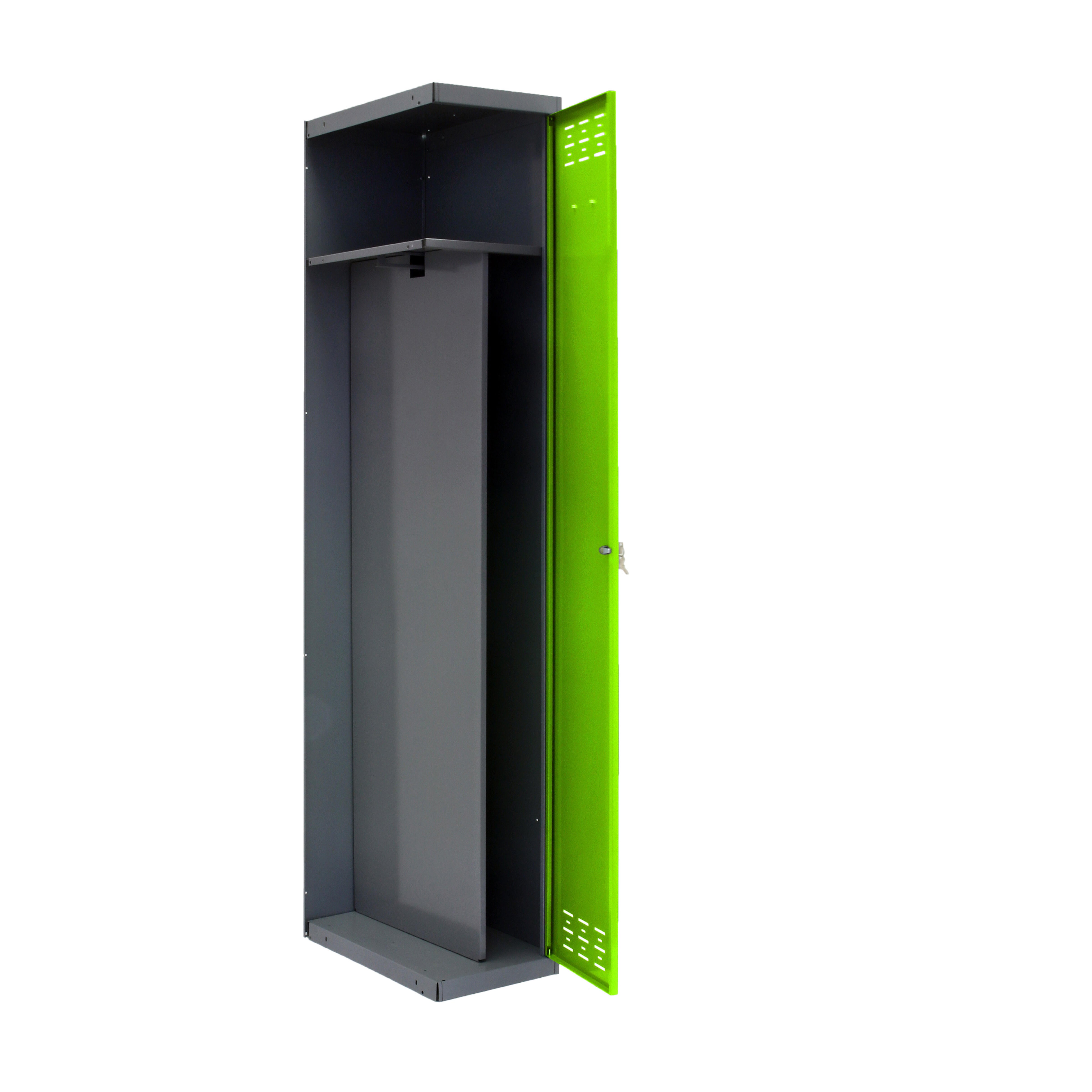 Taquilla adicional de acero 1 divisor 40x180x50cm desmontada gris/verde 1 puerta
