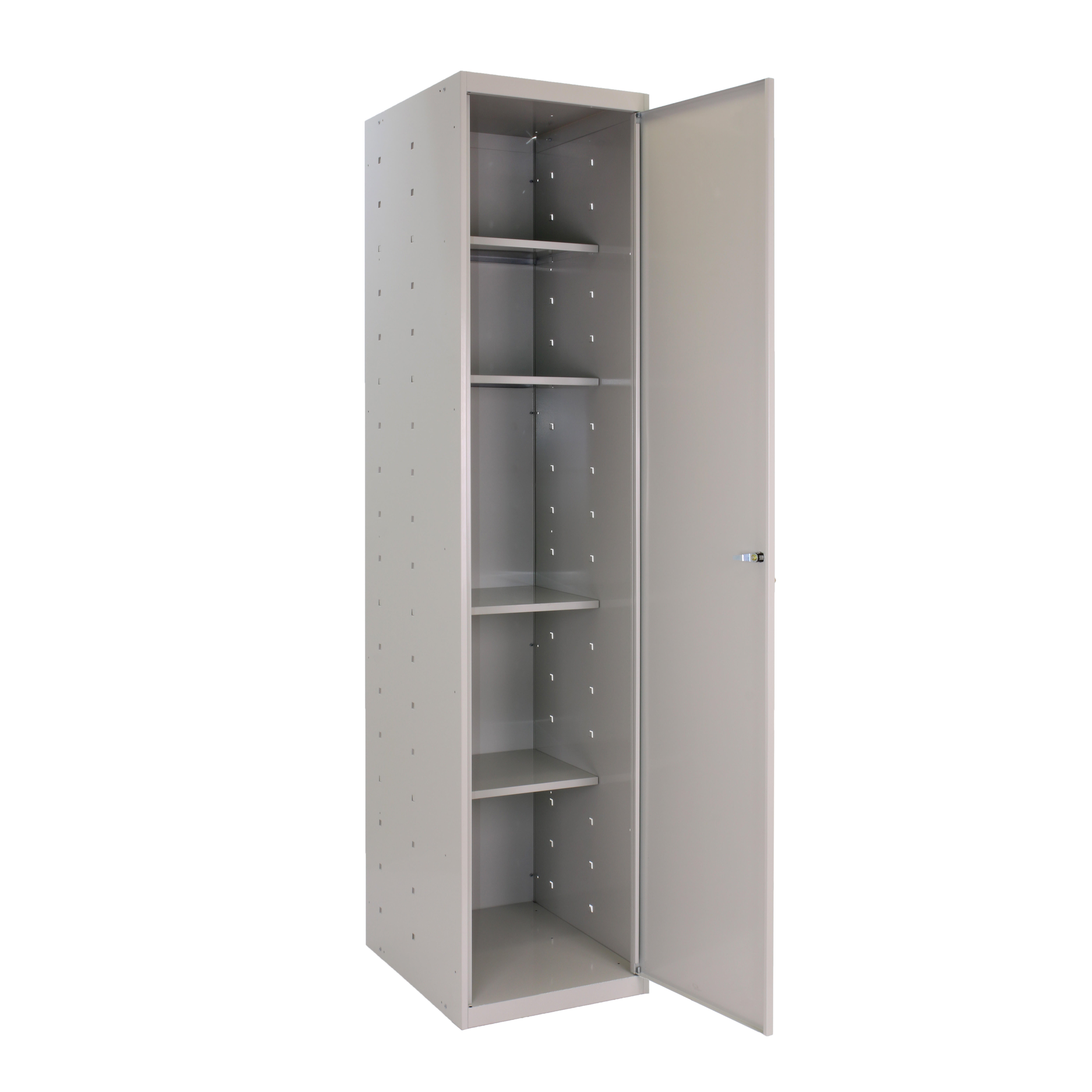 Armario escobero de acero 40x180x40 cm color gris 1 puerta
