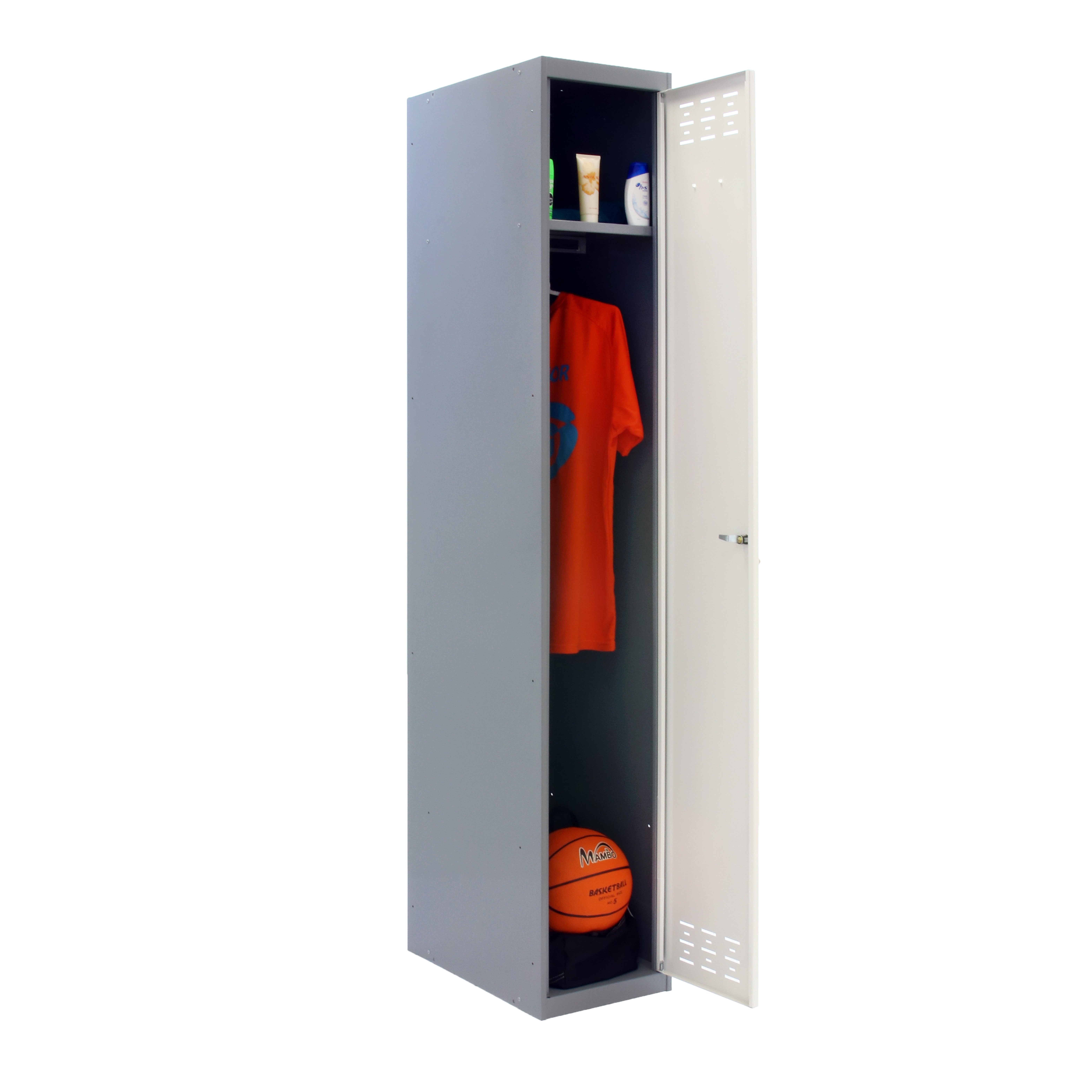 Taquilla single de acero 180x40x50 cm montada color gris/blanco 1 puerta