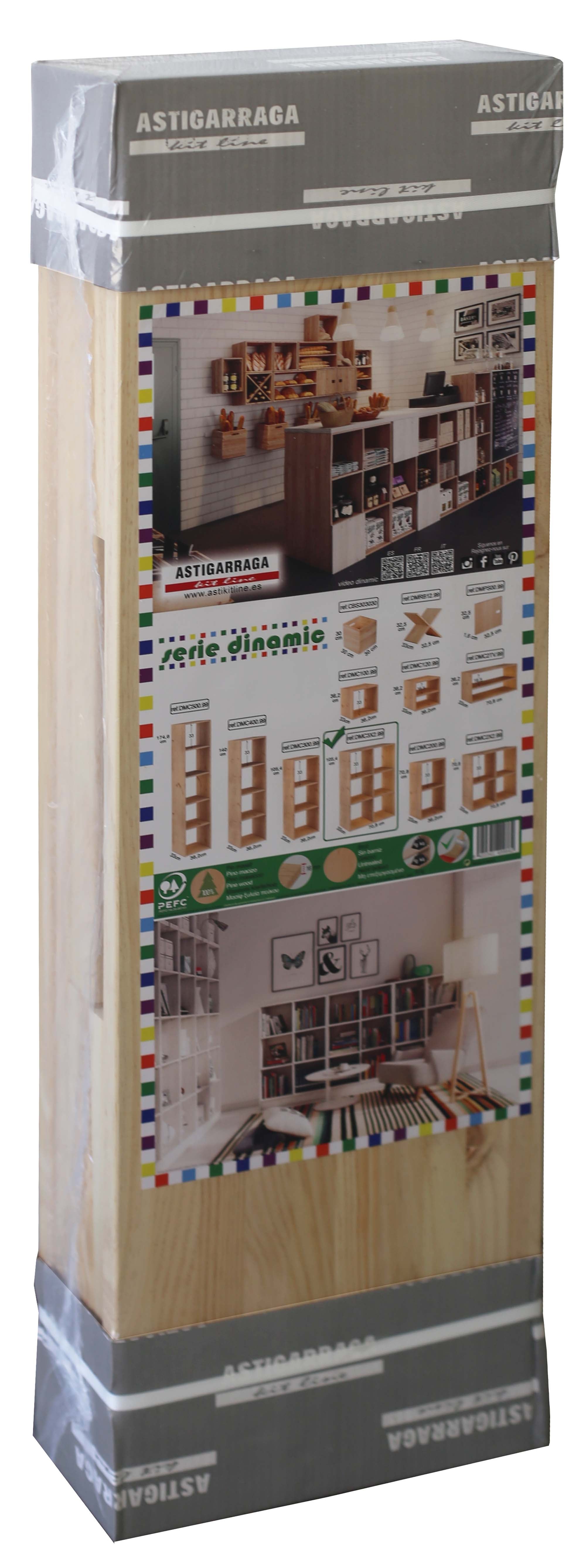 Estantería Dinamic modular con 6 cubos de madera maciza de pino 105,4x70,8x33cm - 11