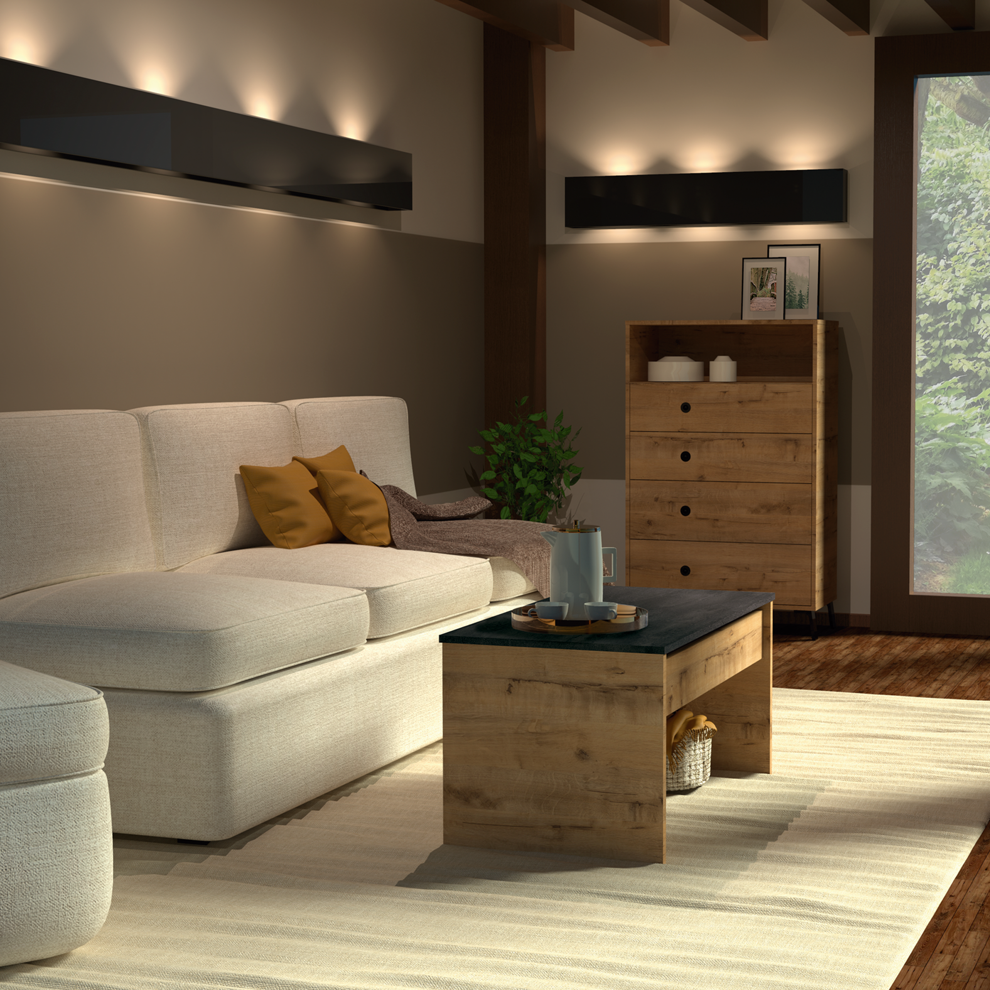 Mesa de centro elevable iver roble y gris 100x47/58x50cm (anchoxaltoxfondo)