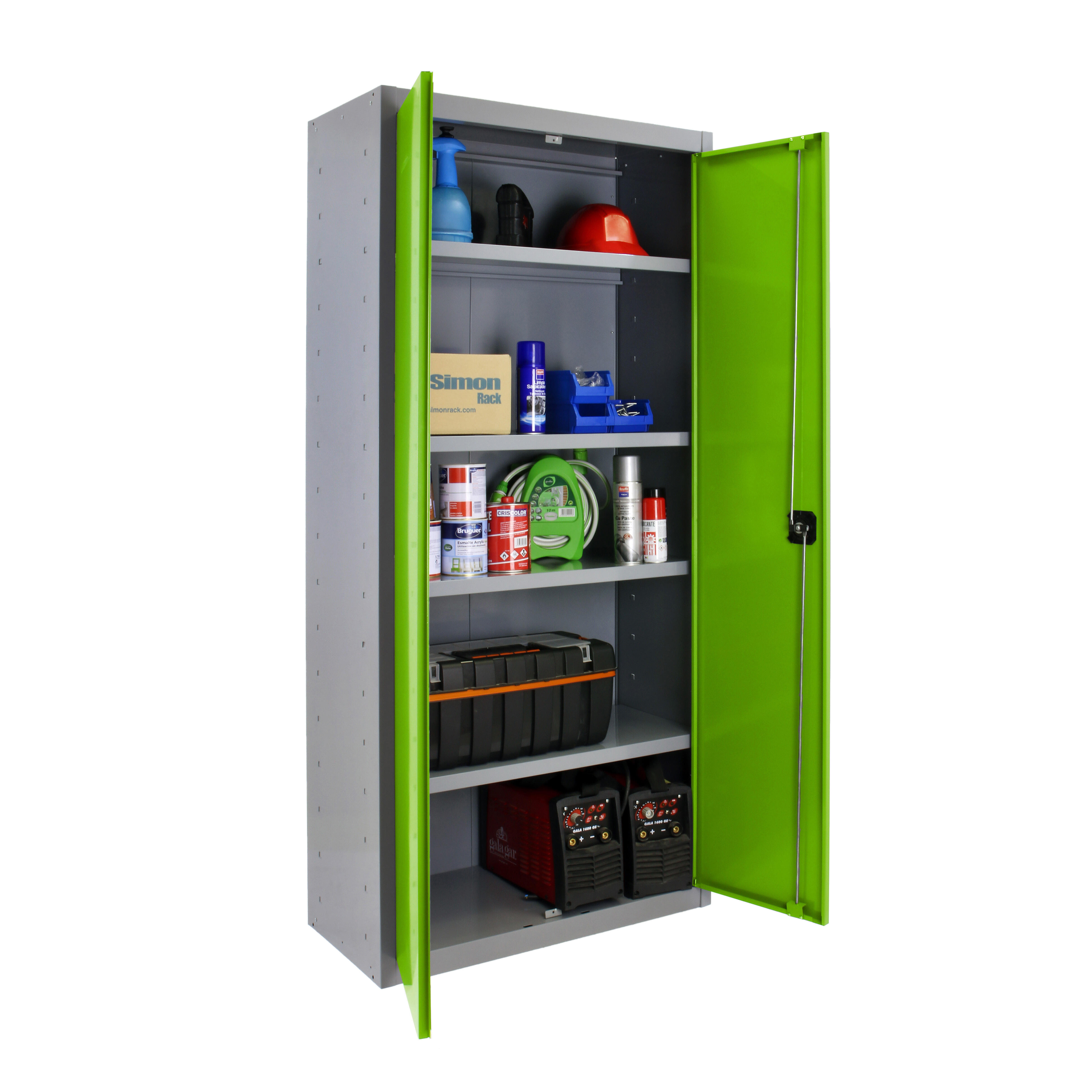 Armario alto baldas de acero 80x180x40 cm desmontado color gris/verde 2 puertas